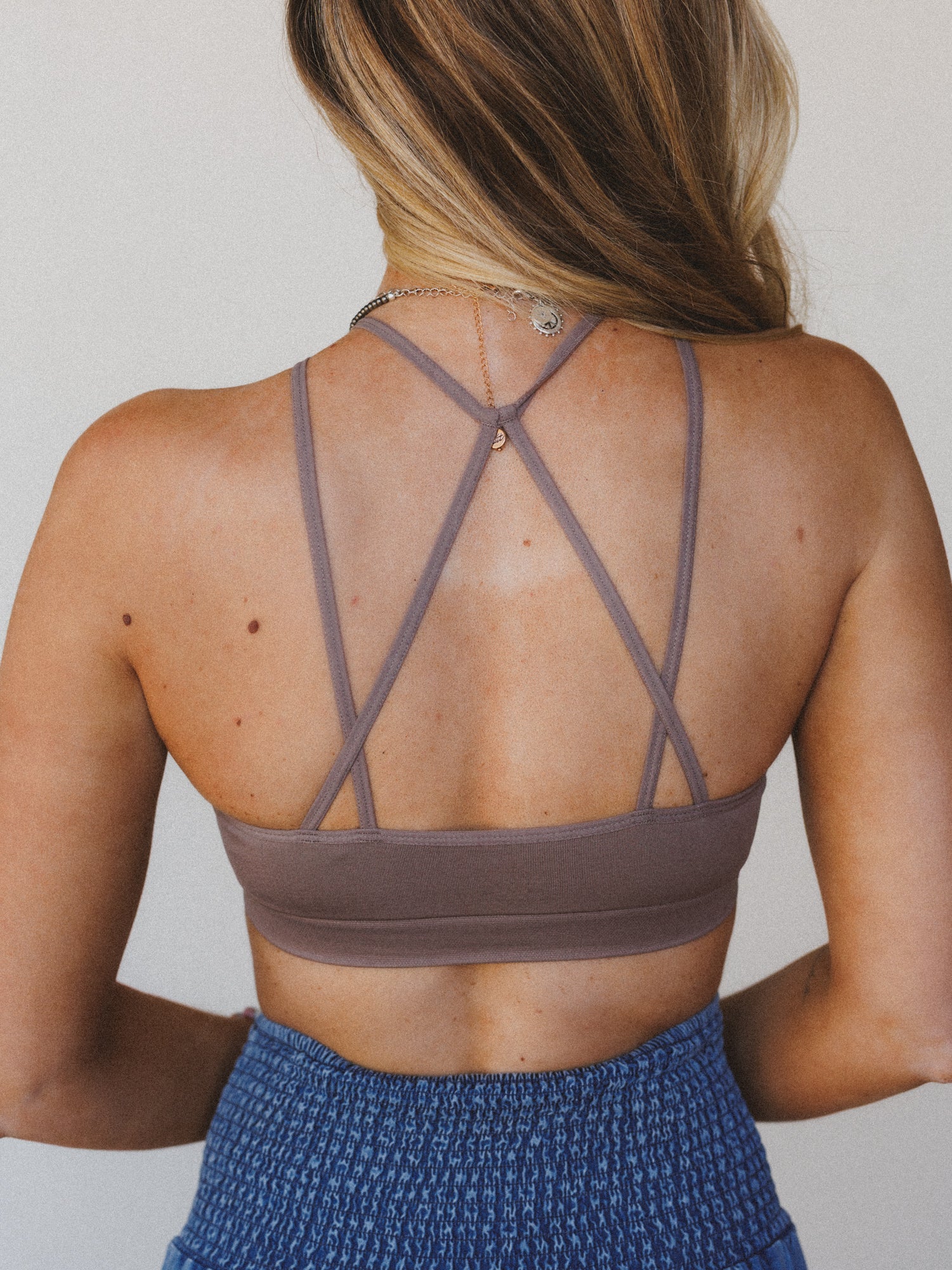 Floral Cut Out High Neck Bralette - Mocha - Image 3
