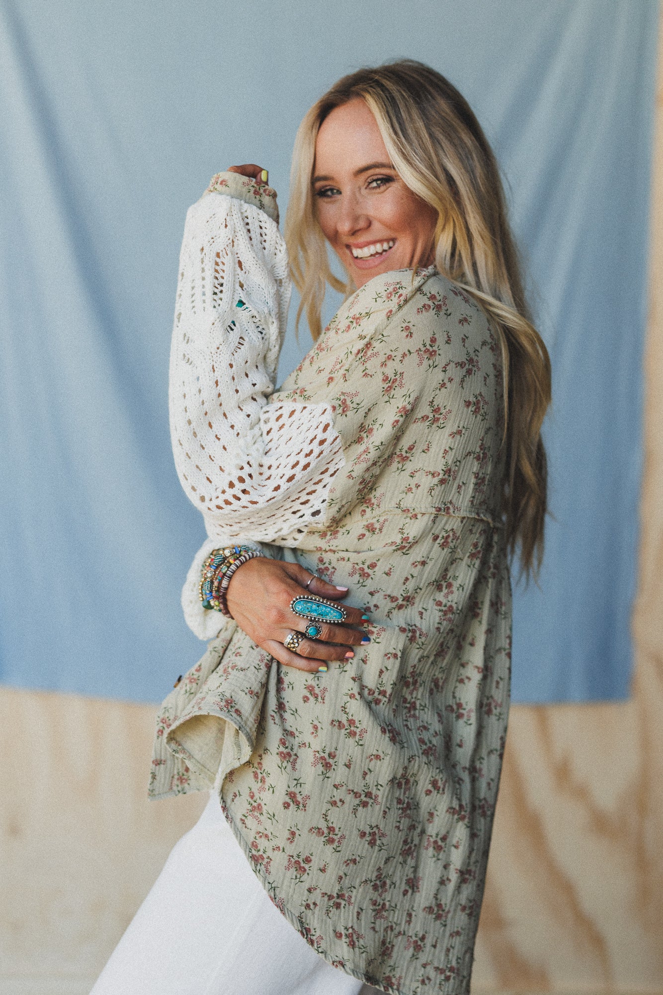 Floral Fantasia Button Down Top - Sage - Image 4