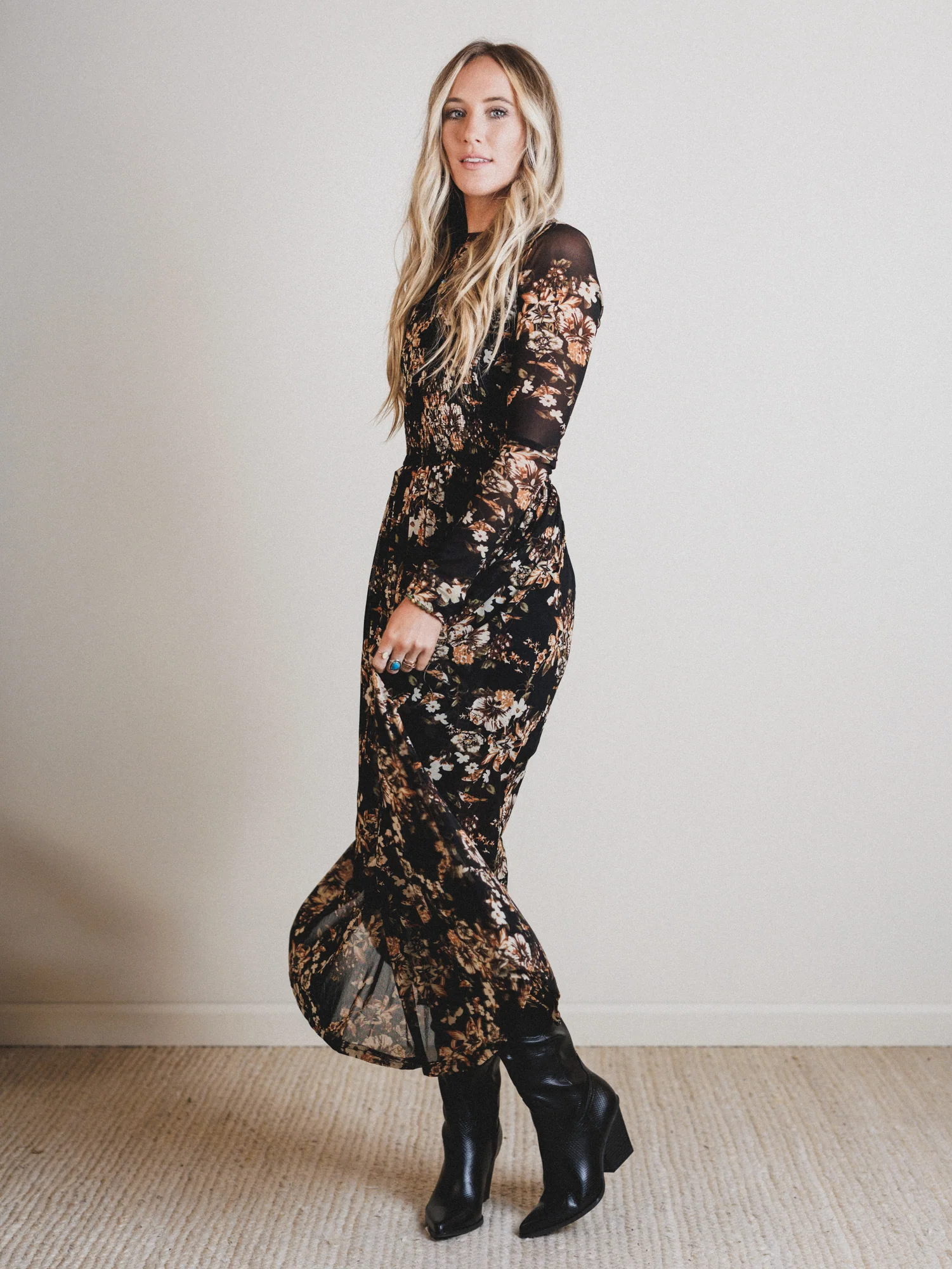 Floral Fantasia Dress - Black - Image 2