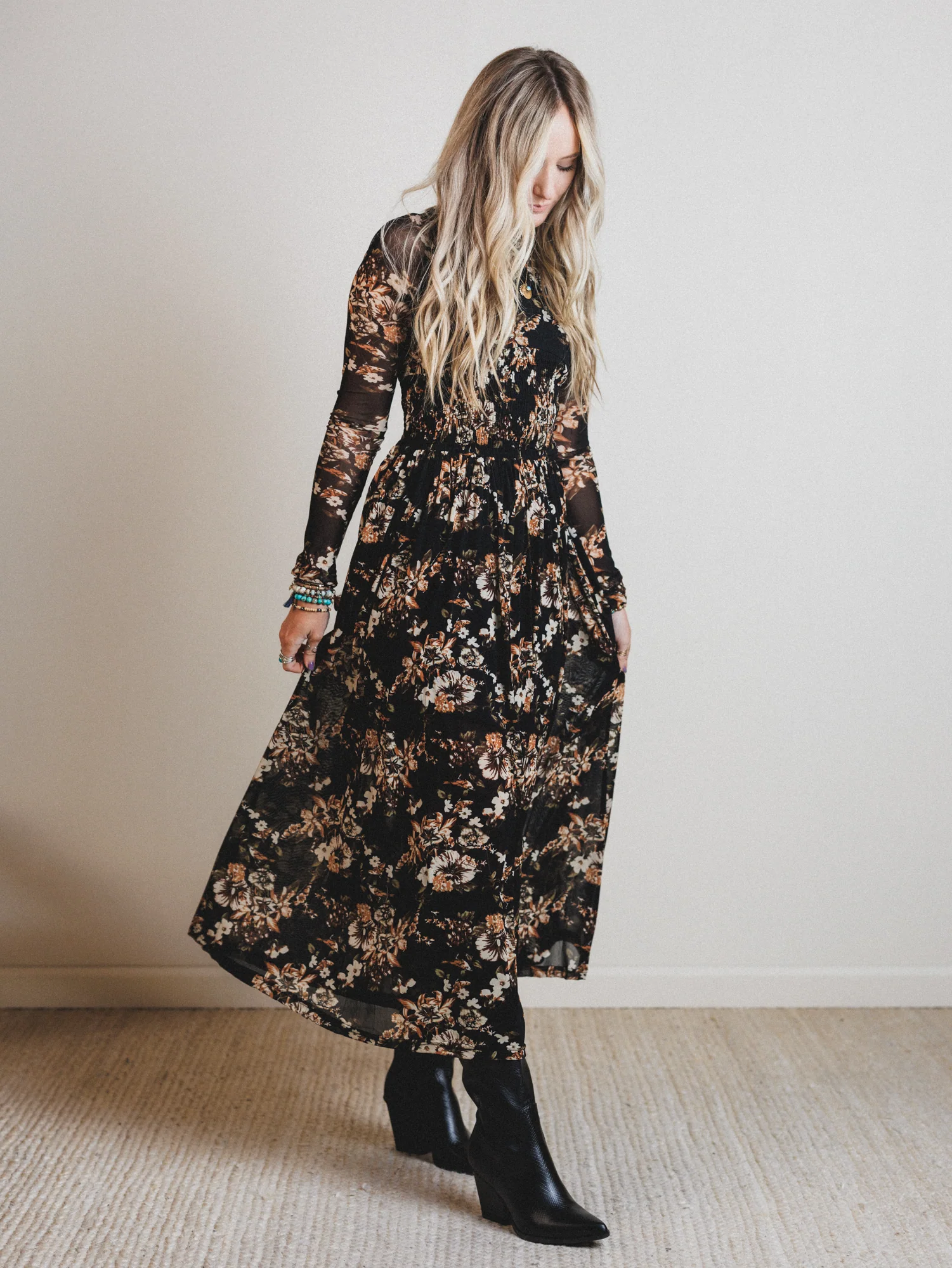 Floral Fantasia Dress - Black - Image 5