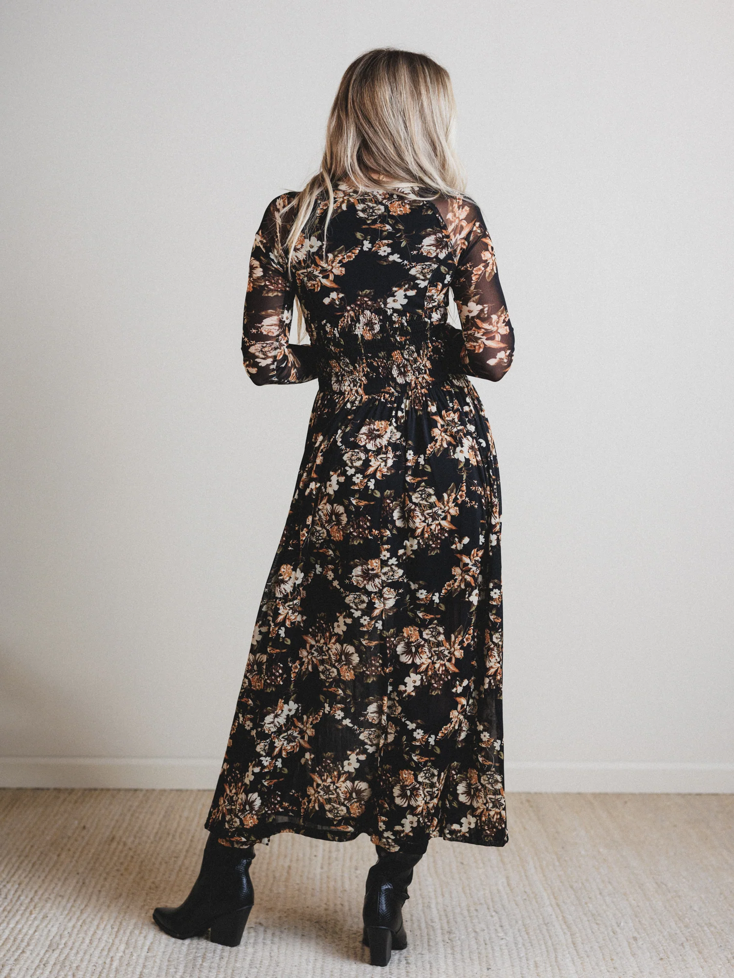Floral Fantasia Dress - Black - Image 6