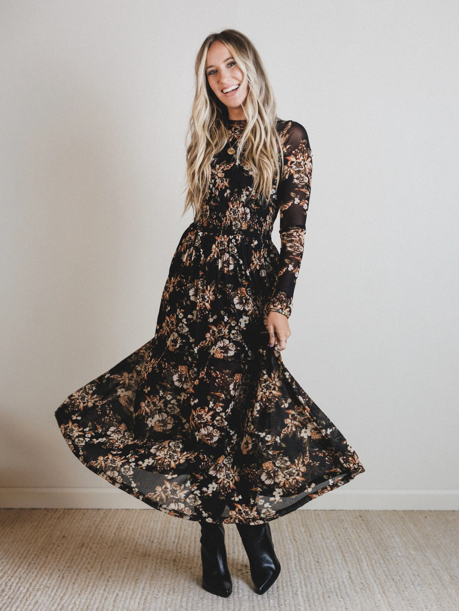 Floral Fantasia Dress - Black