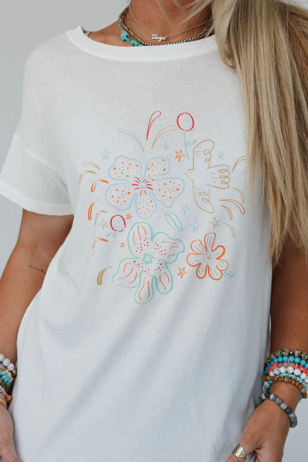 Floral Fireworks Top - Off White - Image 2