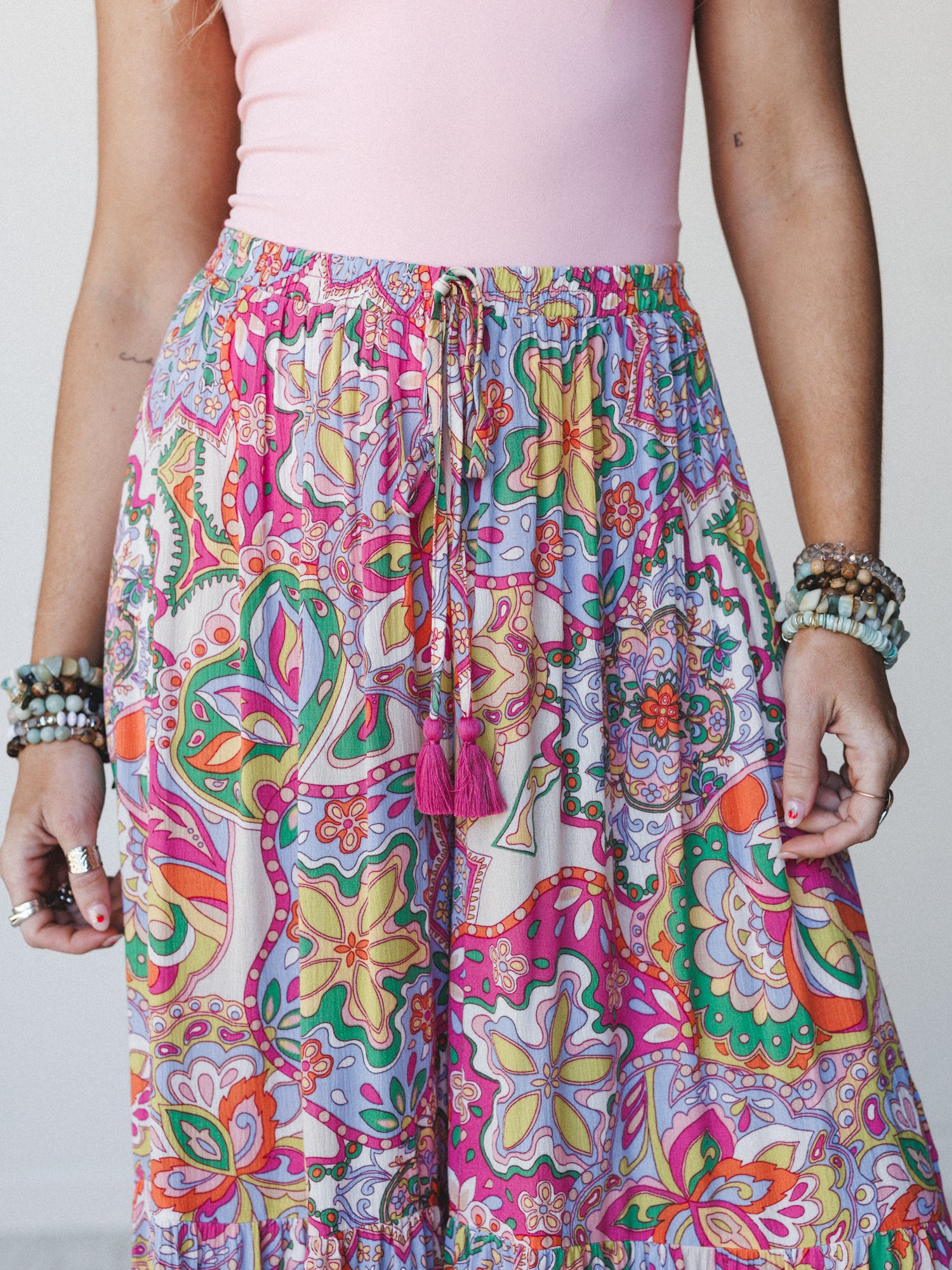 Floral Swirl Ruffled Pants - Grape Mist - Image 3