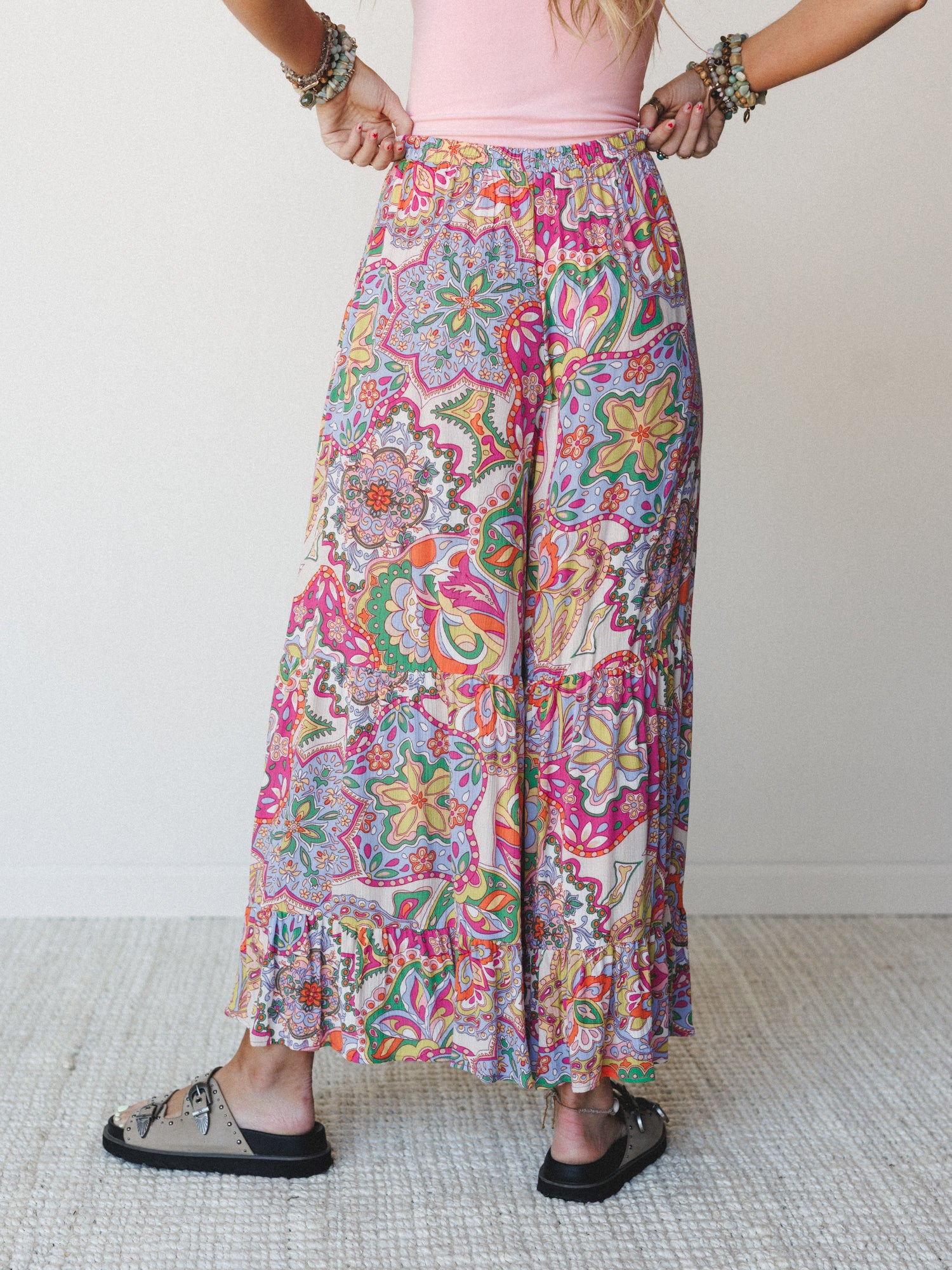 Floral Swirl Ruffled Pants - Grape Mist - Image 5