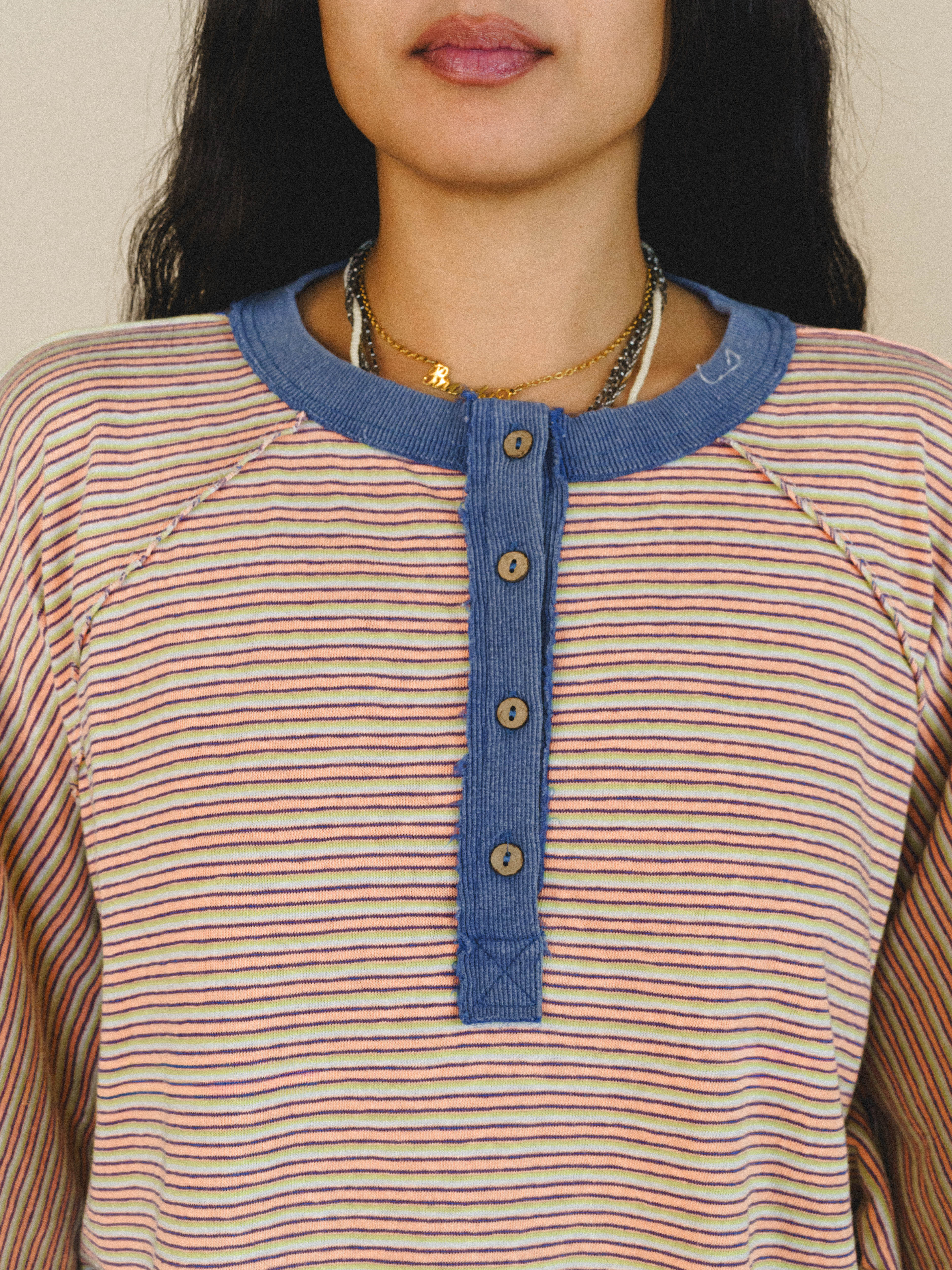 Florence Striped Poncho - Coral - Image 4