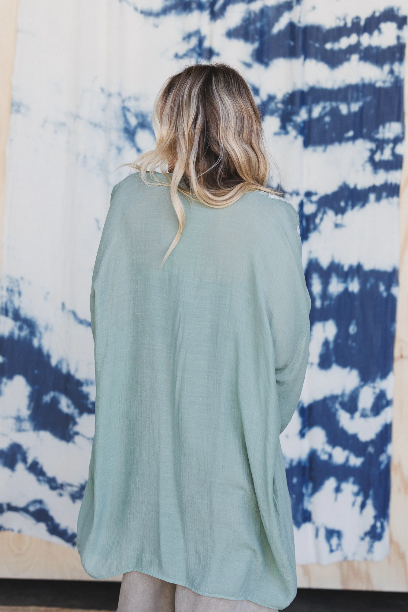 Flower Crowns Embroidered Kimono - Sage - Image 6