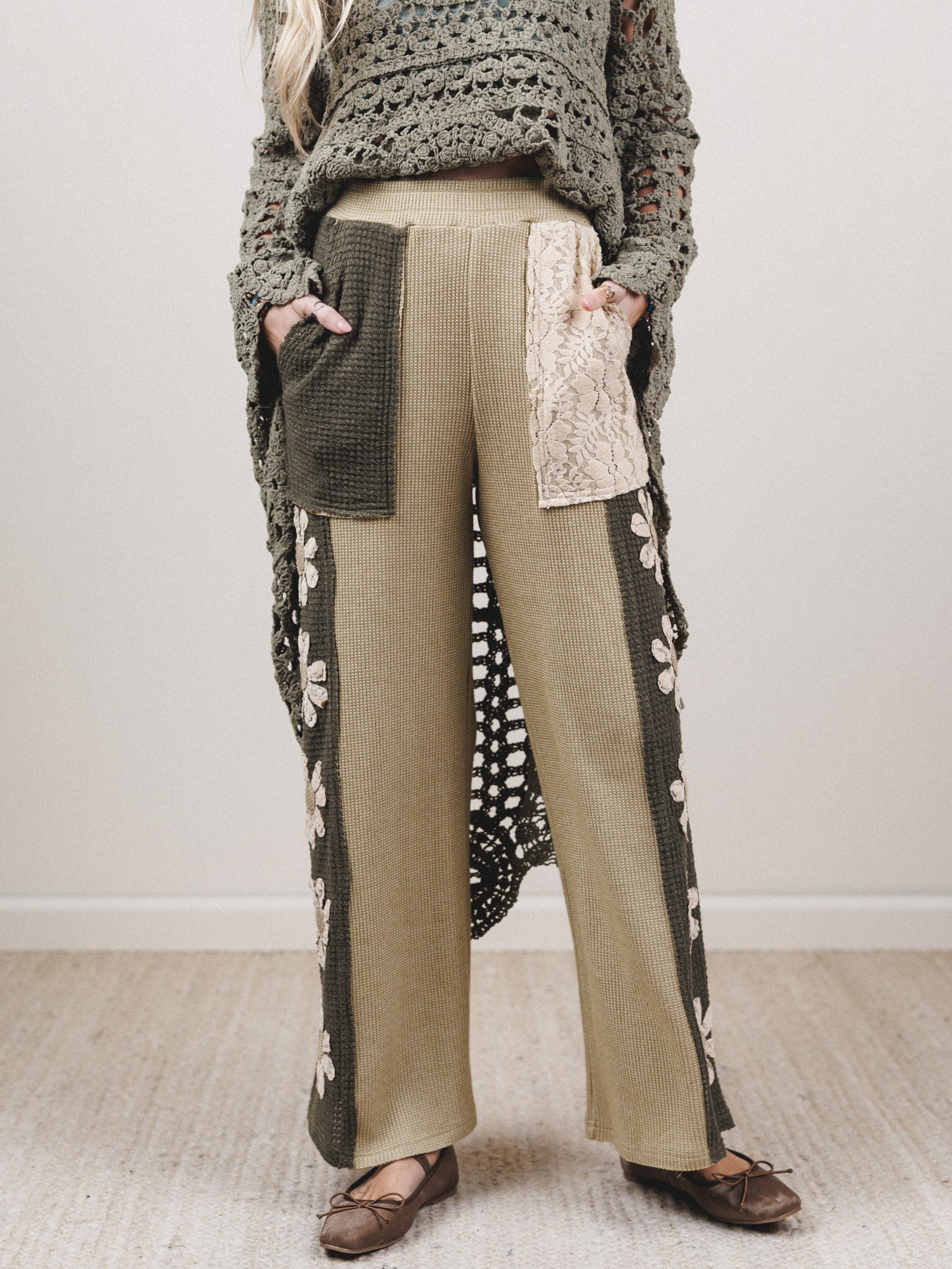 Flower Fields Large Pocket Pants - Sage - Image 2