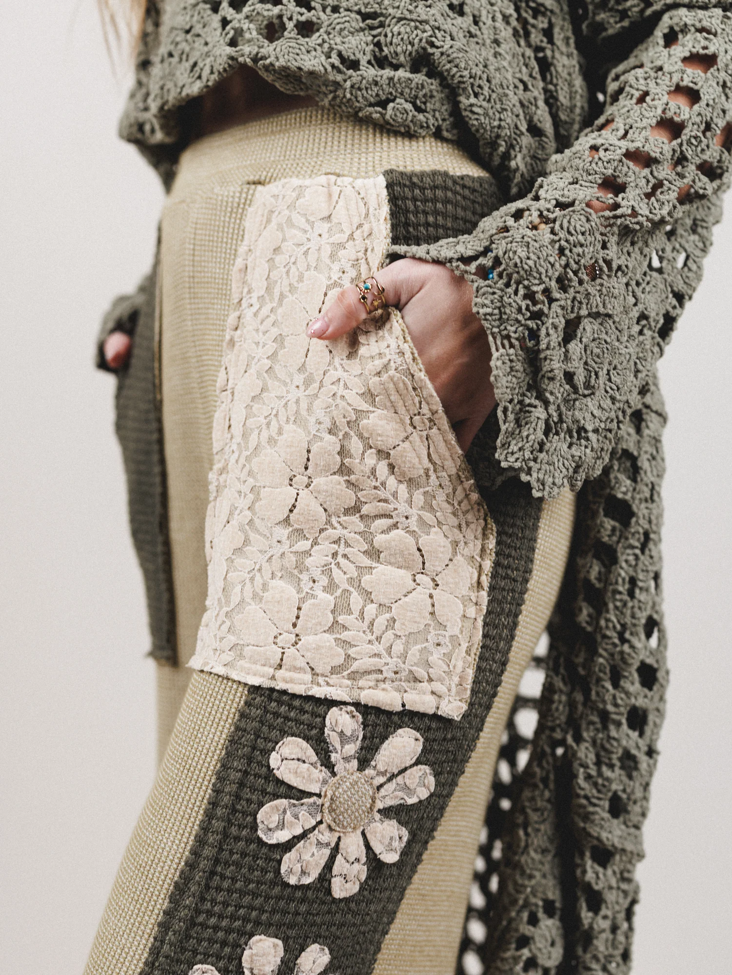 Flower Fields Large Pocket Pants - Sage - Image 3