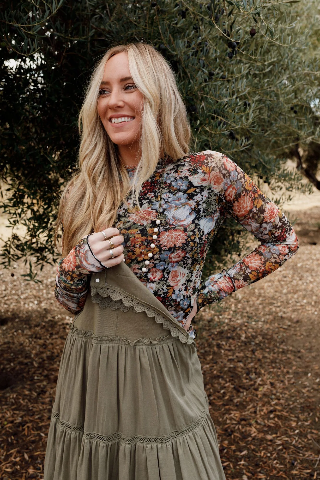 Flower Garden Mesh Long Sleeve Top - Black - Image 7