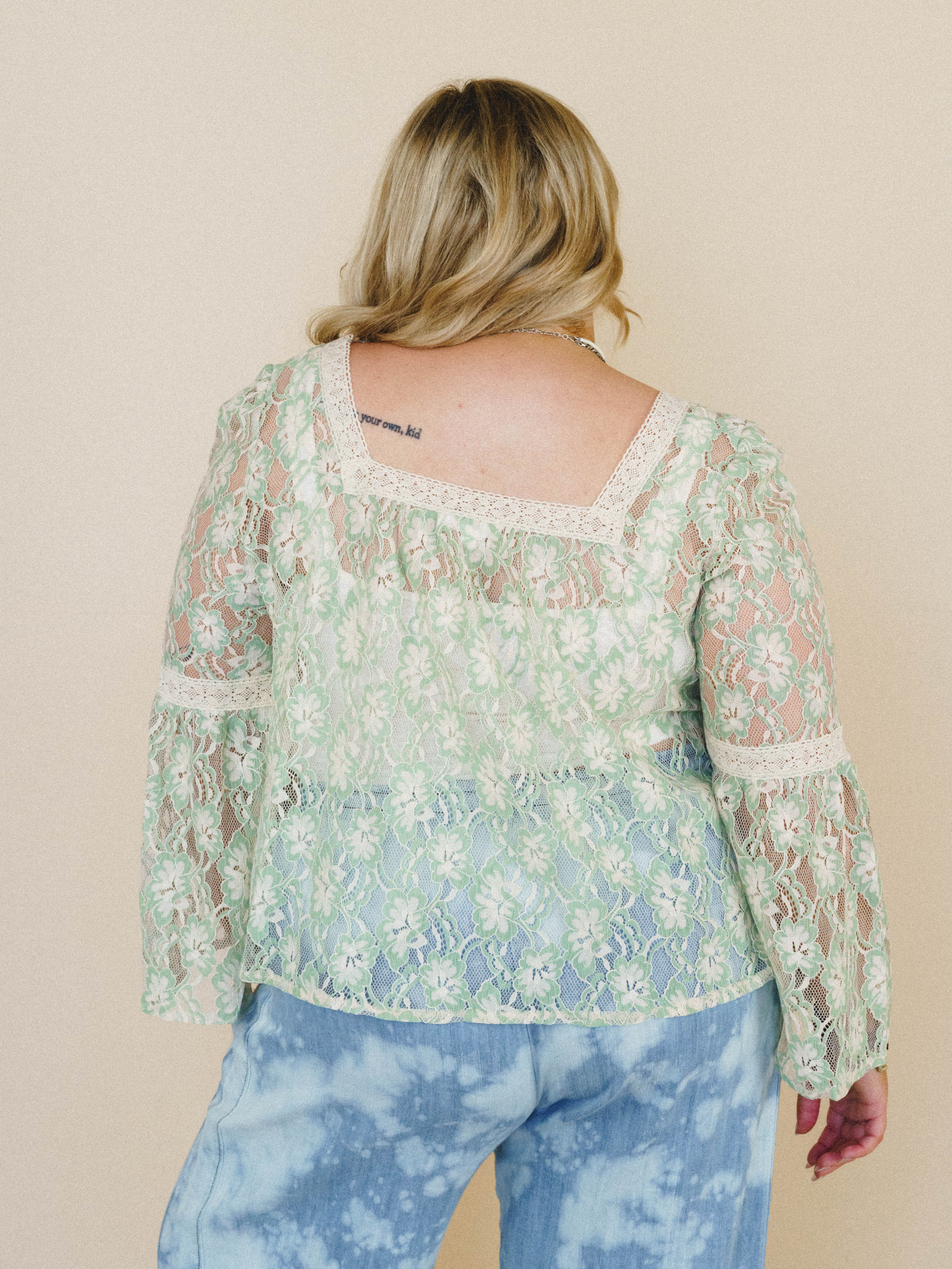 Flower Groove Blouse - Spearmint - Image 3