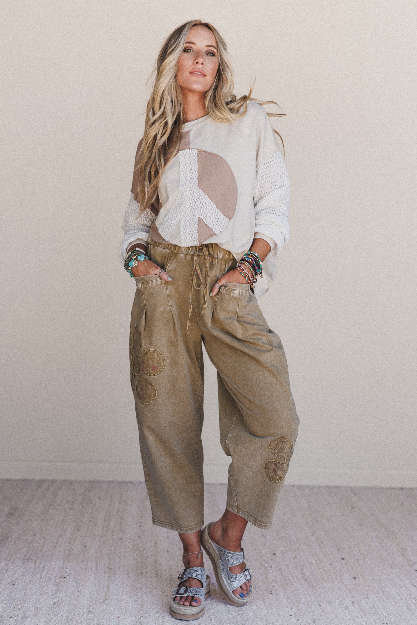 Flower Grove Barrel Pants - Olive - Image 2