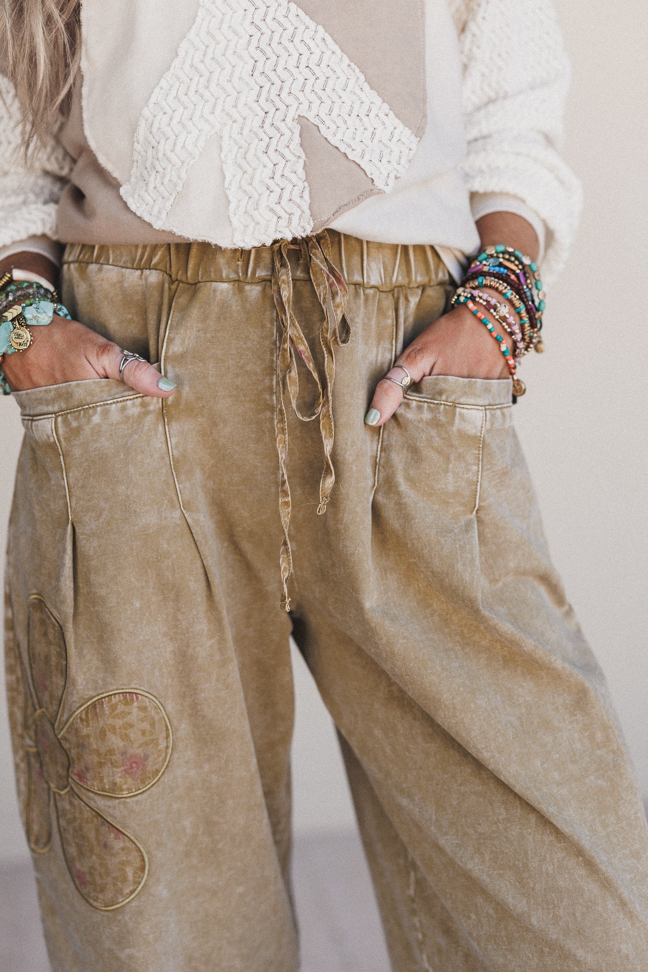 Flower Grove Barrel Pants - Olive - Image 3