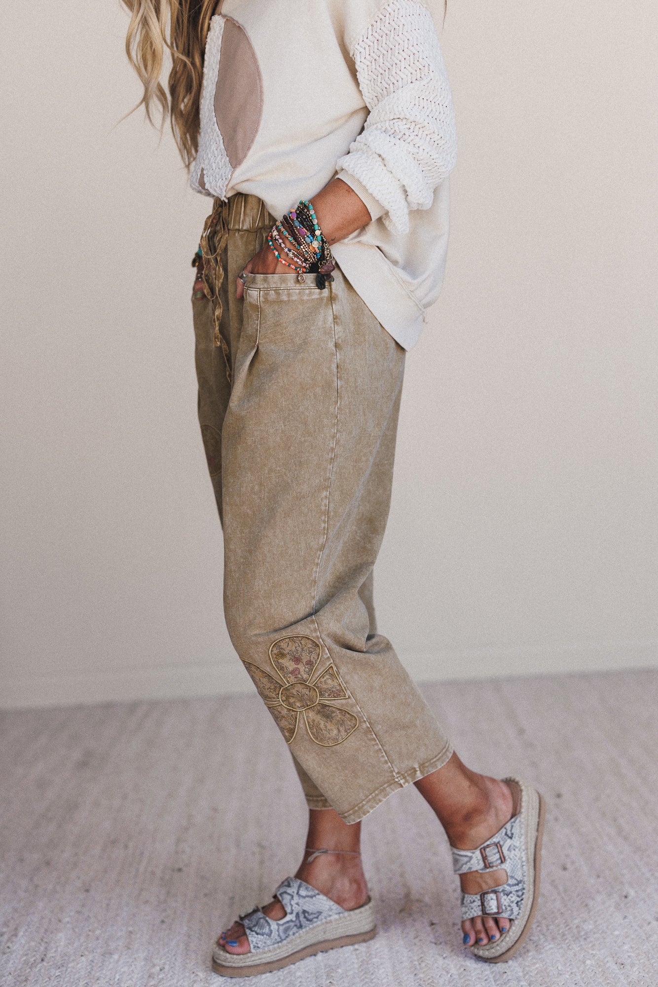 Flower Grove Barrel Pants - Olive - Image 4