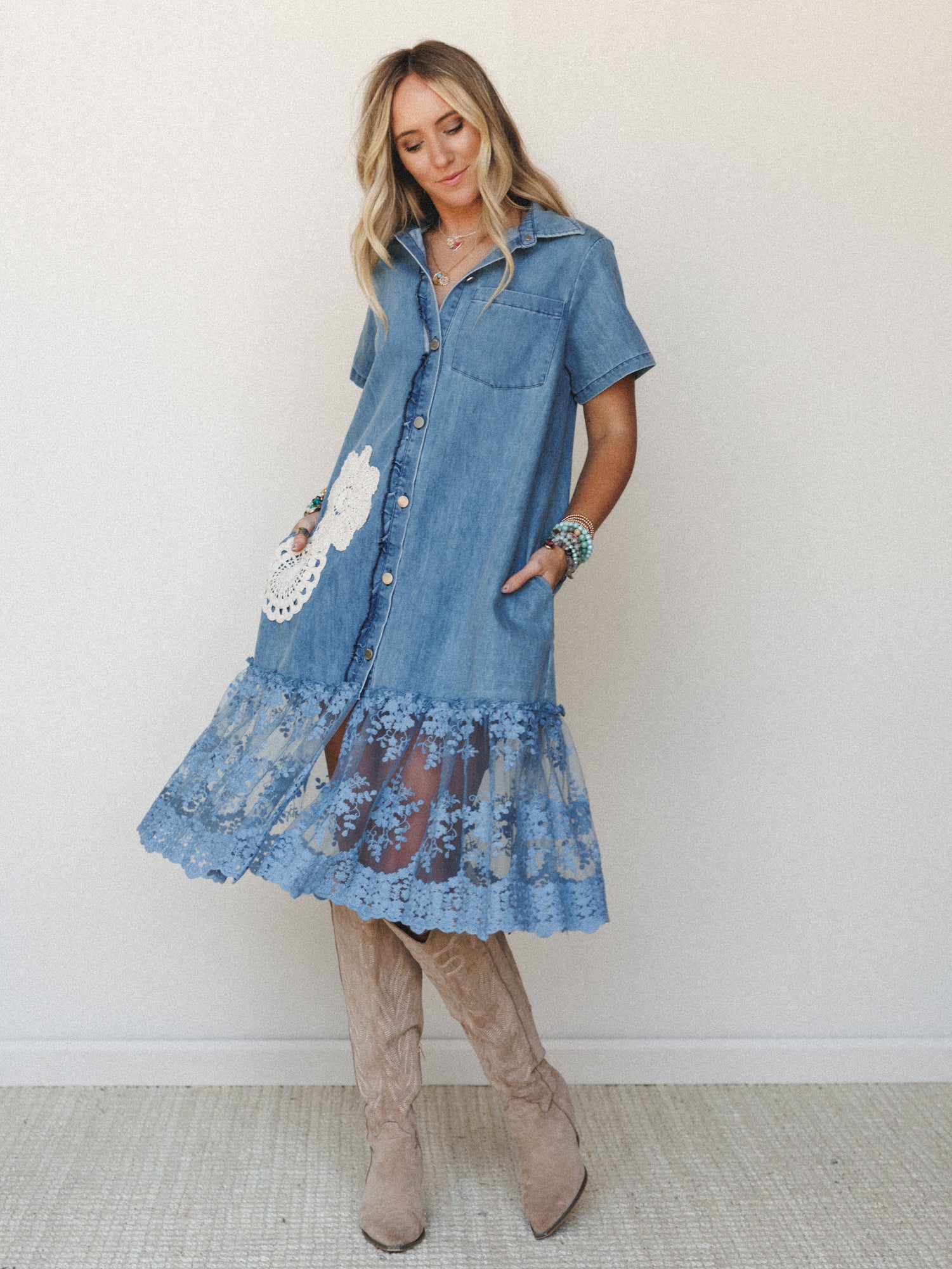 Flower Patch Maxi Dress - Denim