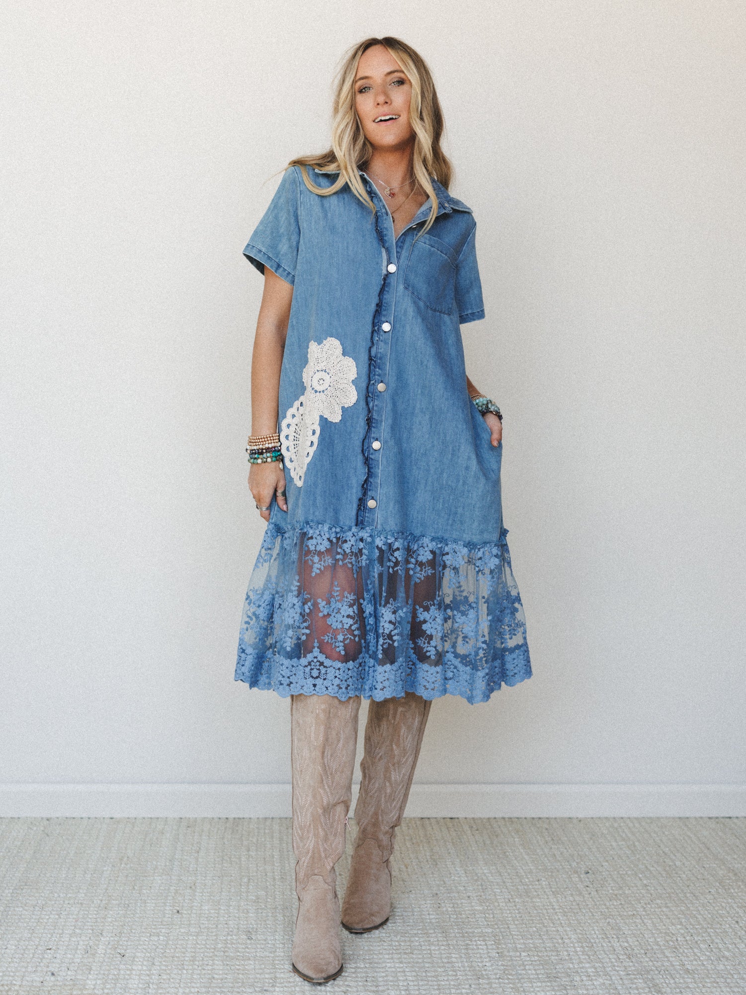 Flower Patch Maxi Dress - Denim - Image 2