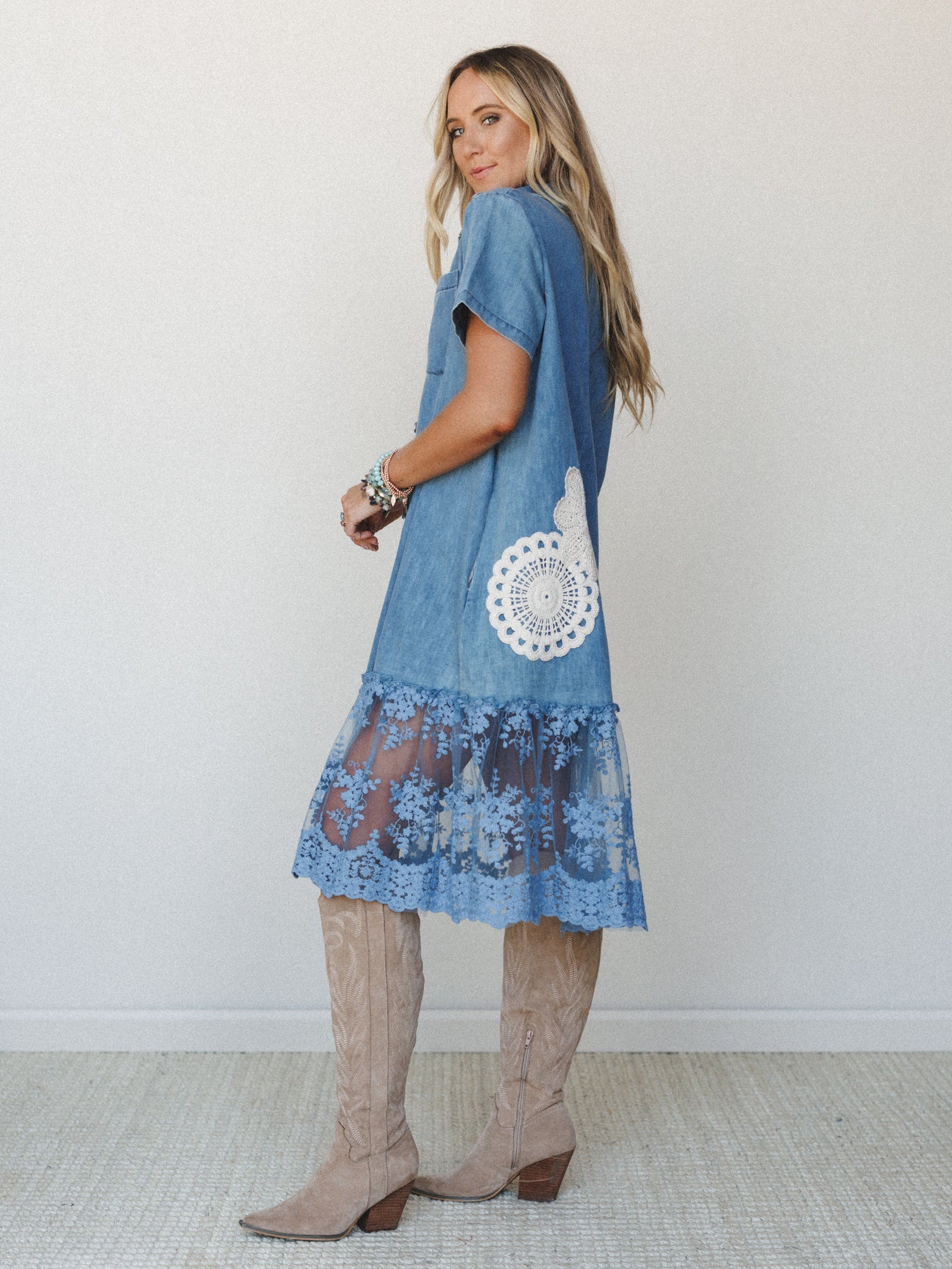 Flower Patch Maxi Dress - Denim - Image 4