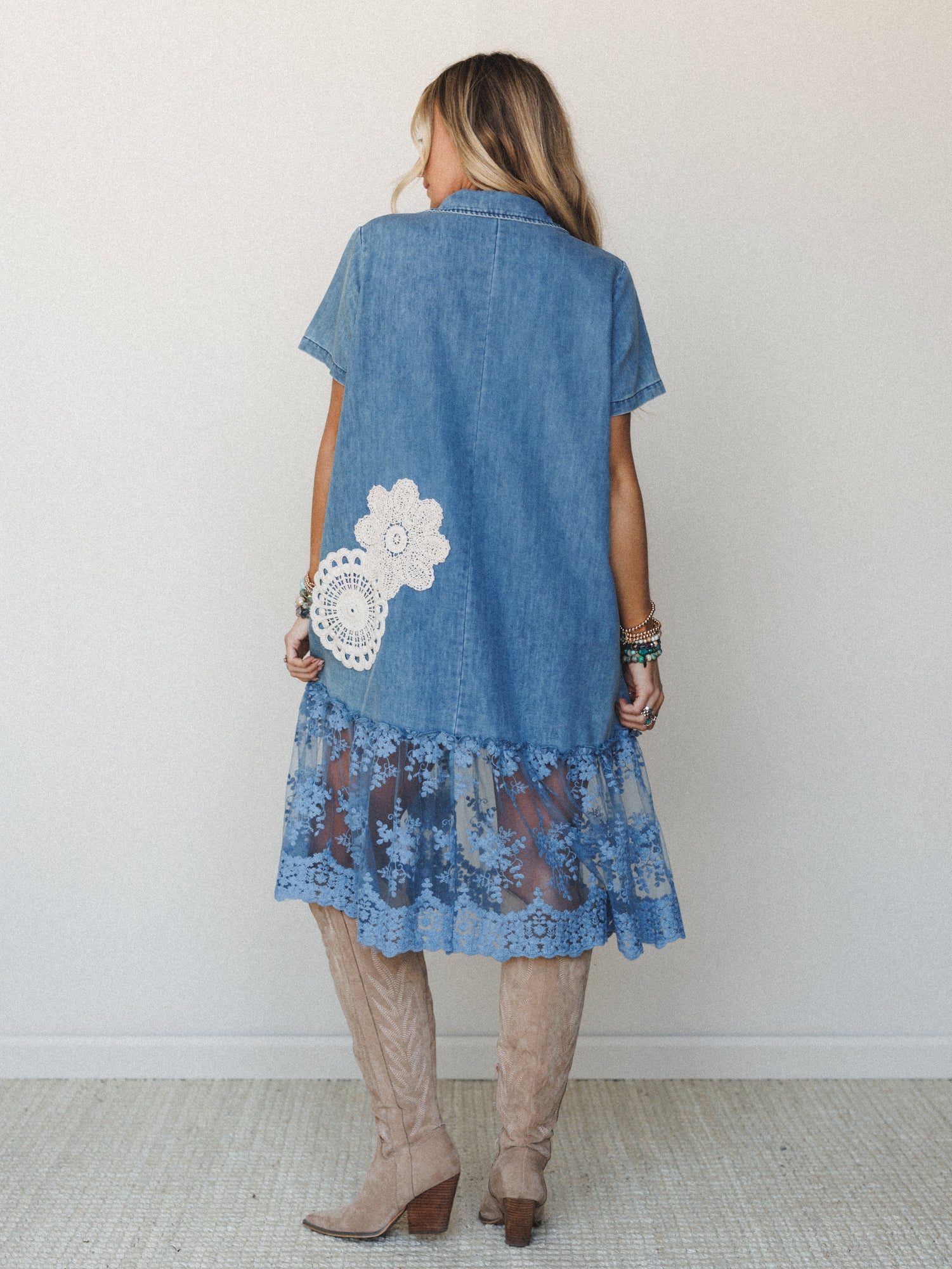 Flower Patch Maxi Dress - Denim - Image 5