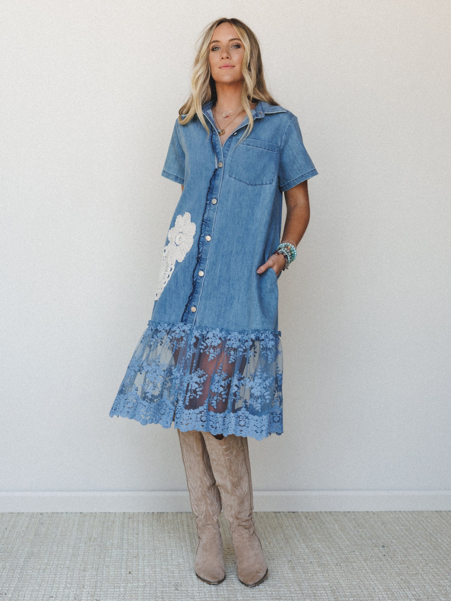 Flower Patch Maxi Dress - Denim - Image 6