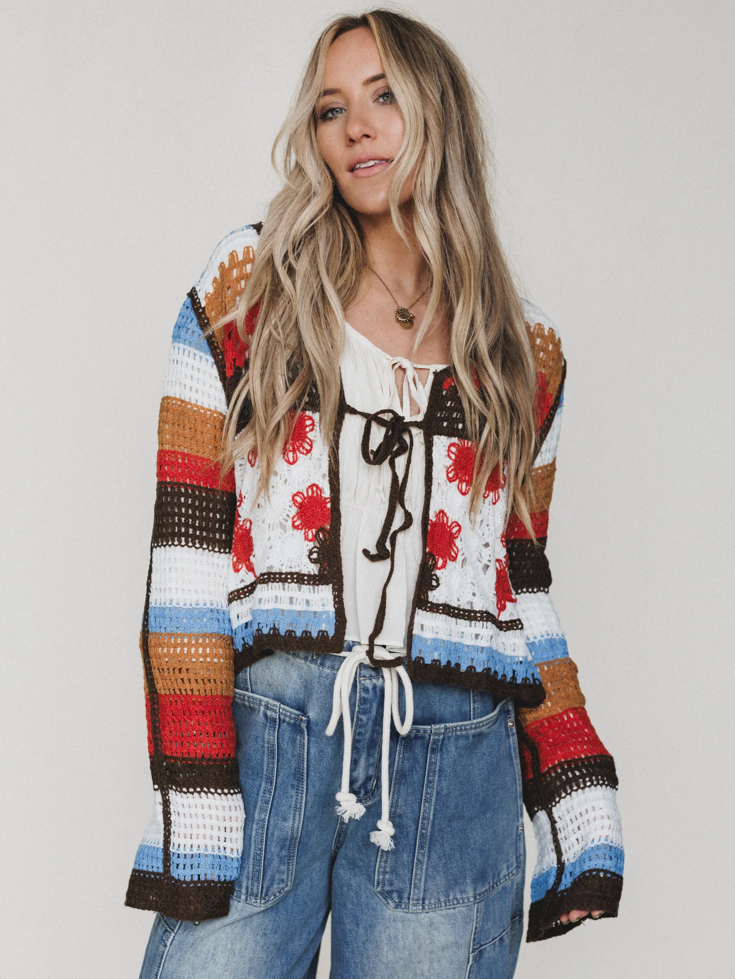 Flower Power Cardigan - Orange Multi - Image 4