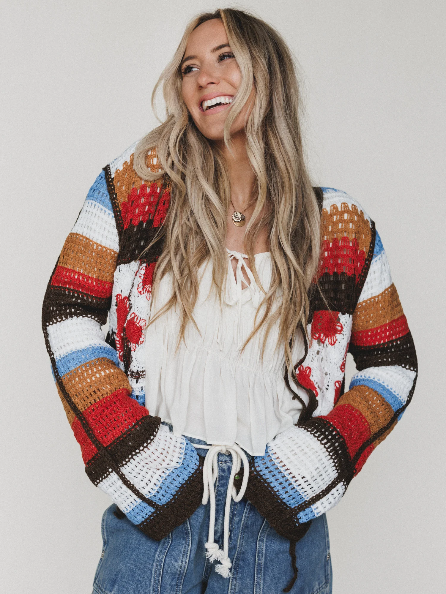 Flower Power Cardigan - Orange Multi - Image 6