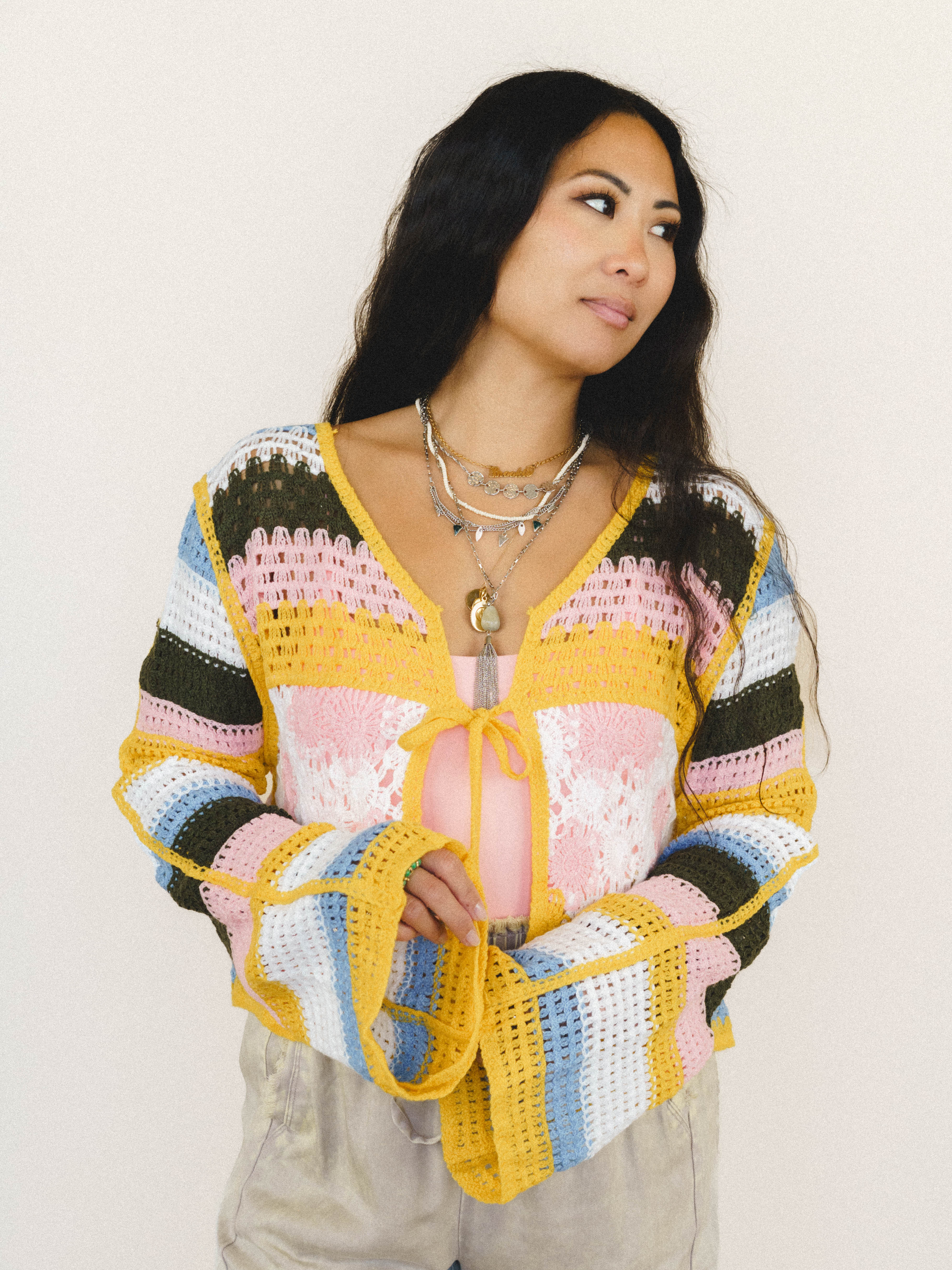 Flower Power Cardigan - Yellow Multi