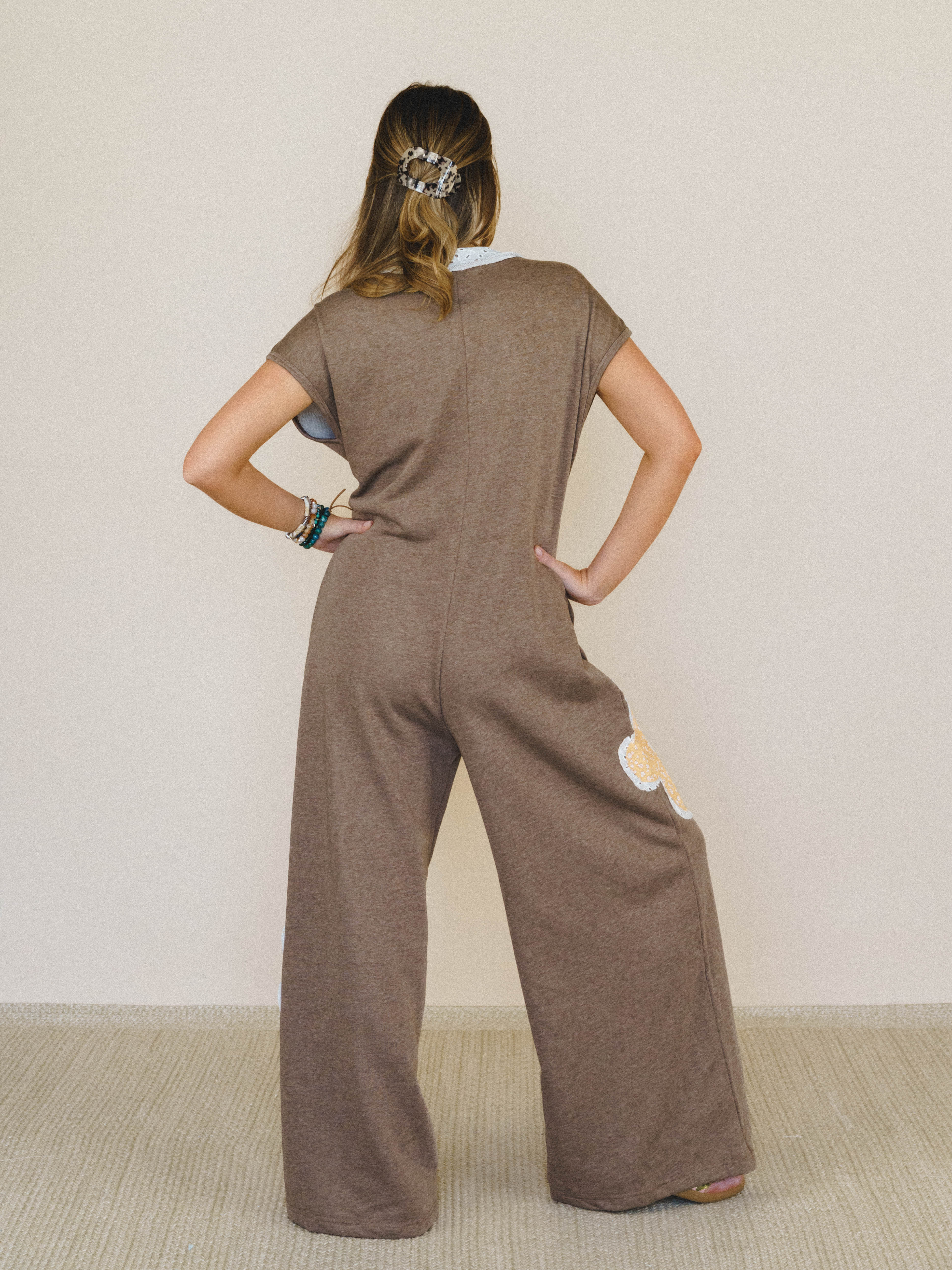 Flower Steps Jumpsuit - Mocha - Image 3