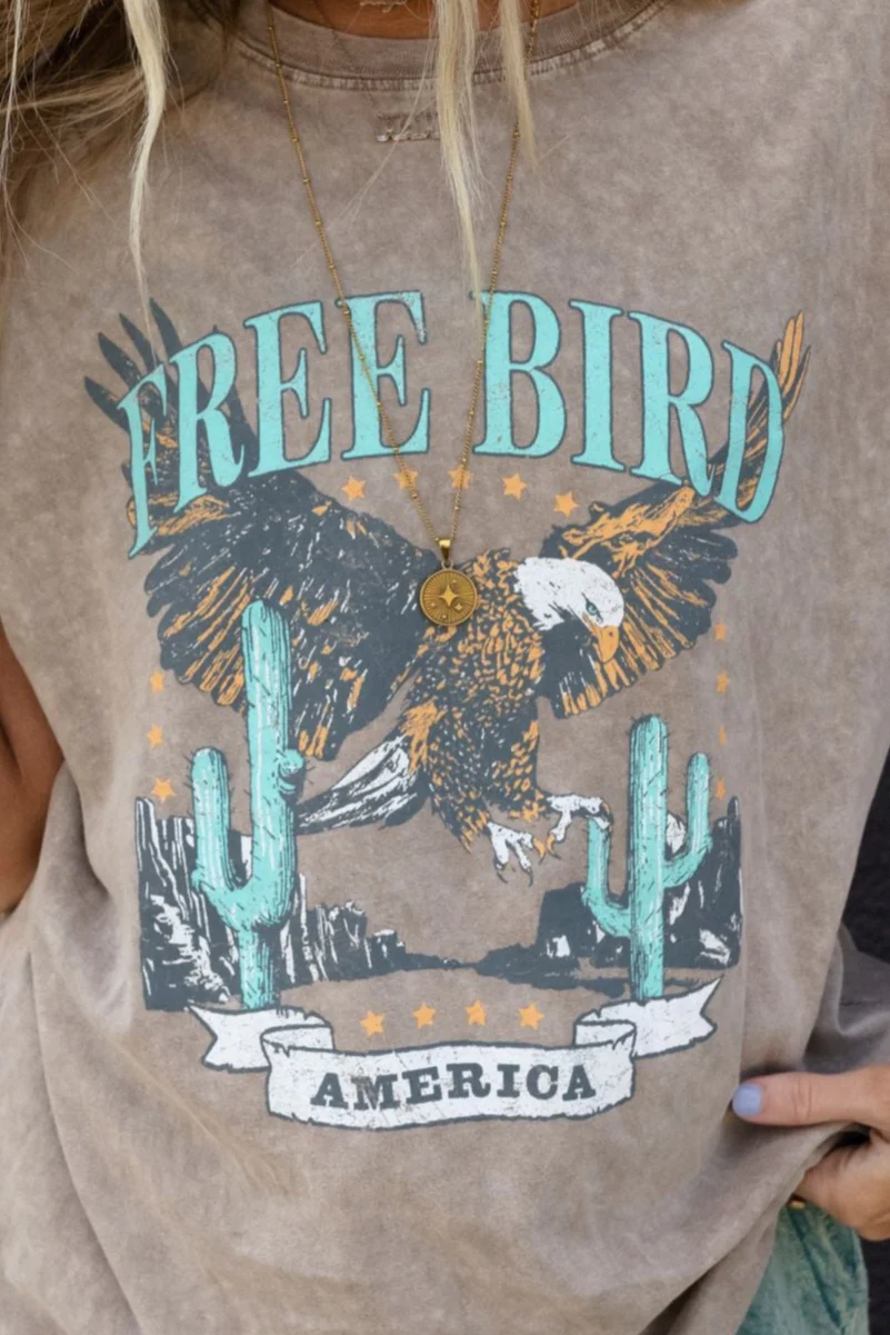 Fly Free Graphic Tee - Mocha - Image 10
