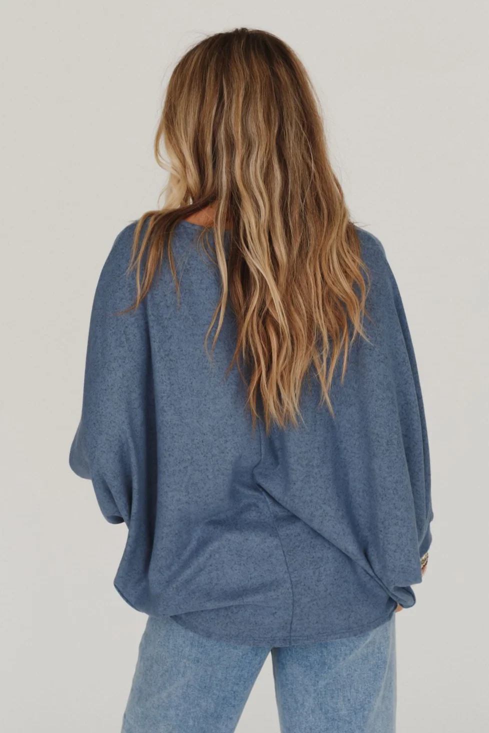 Fly With Me Batwing Sleeve Knit Sweater - Dusty Blue - Image 4