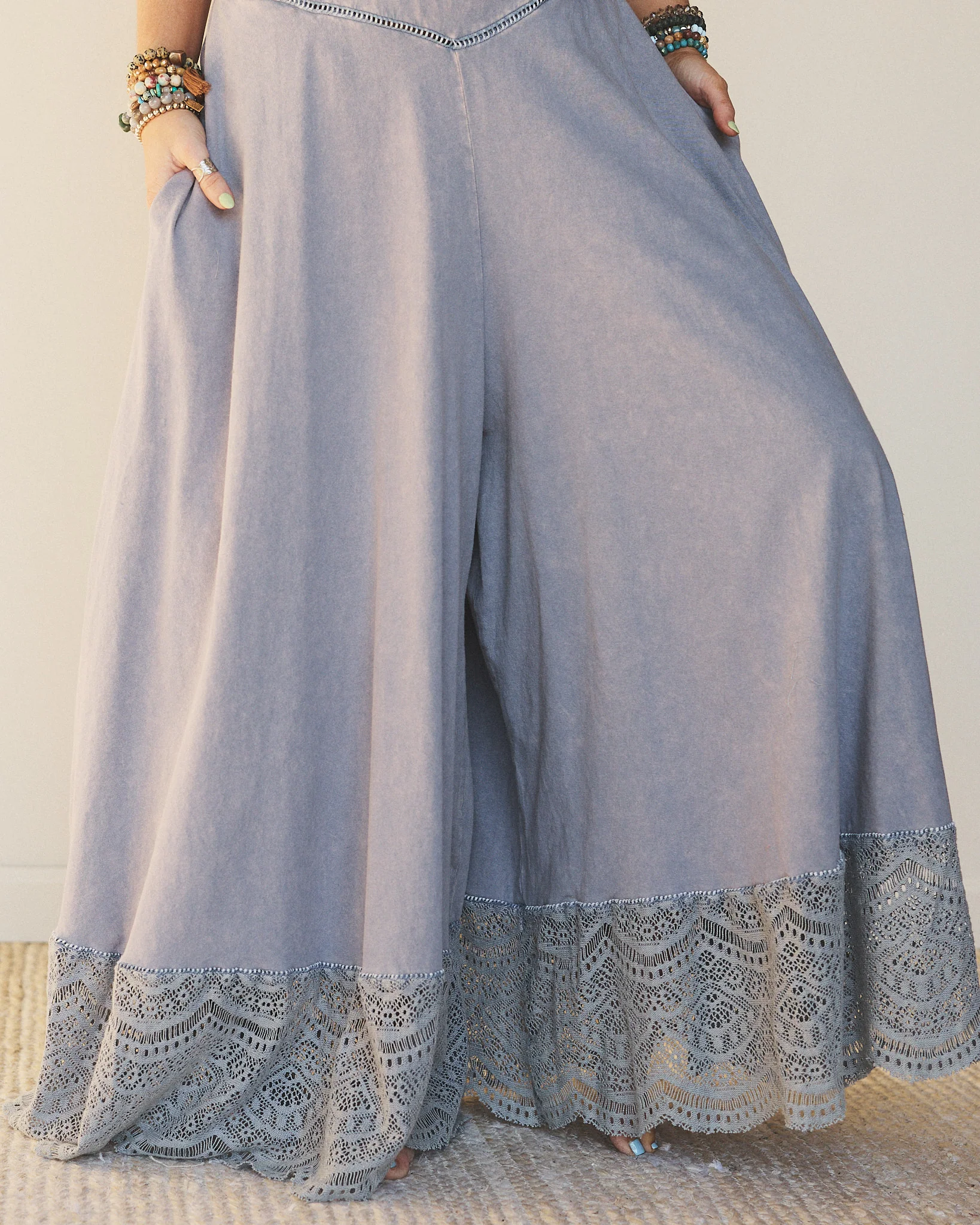 Free Bird Feeling Wide Leg Jumpsuit - Dolphin - Image 3