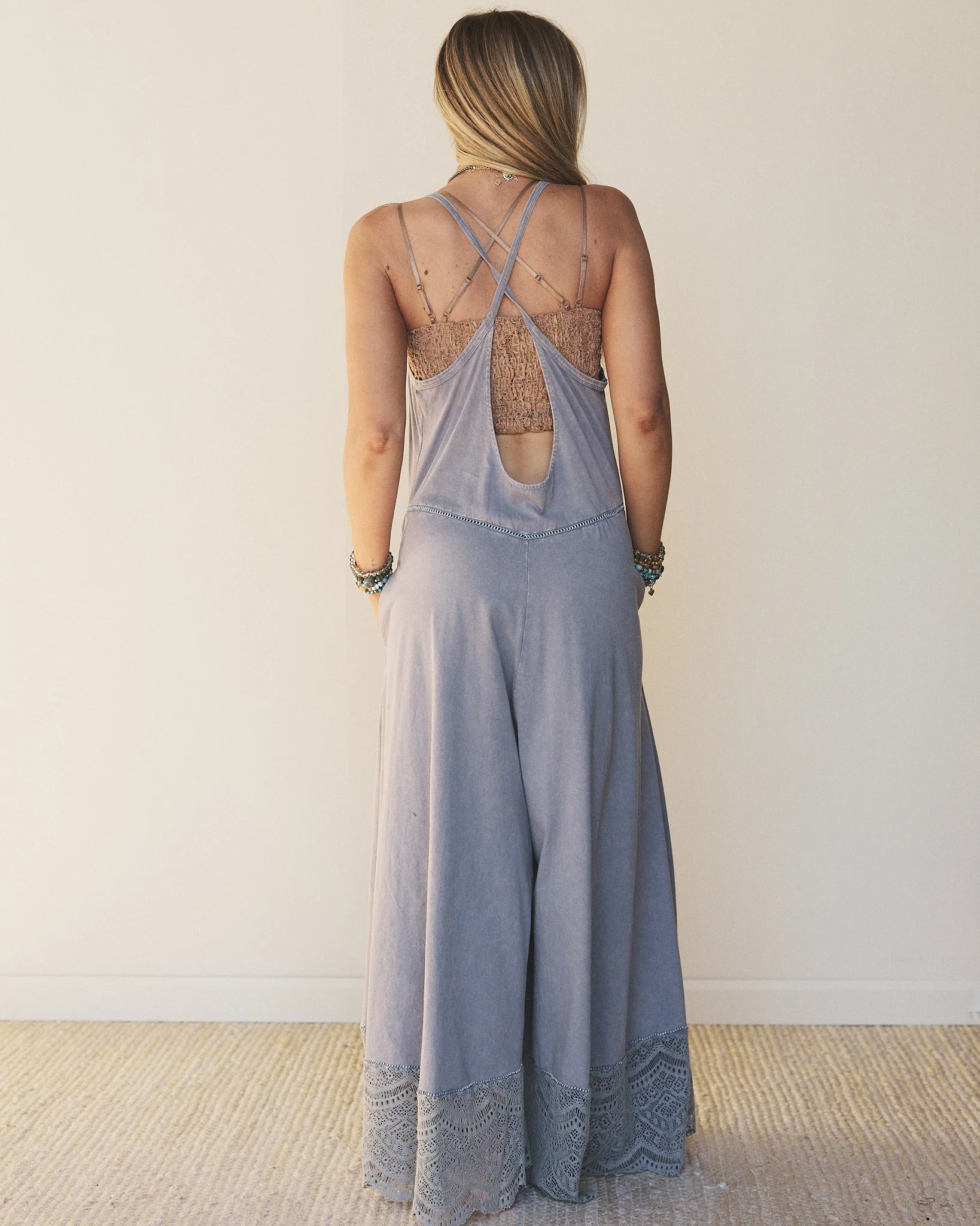 Free Bird Feeling Wide Leg Jumpsuit - Dolphin - Image 4