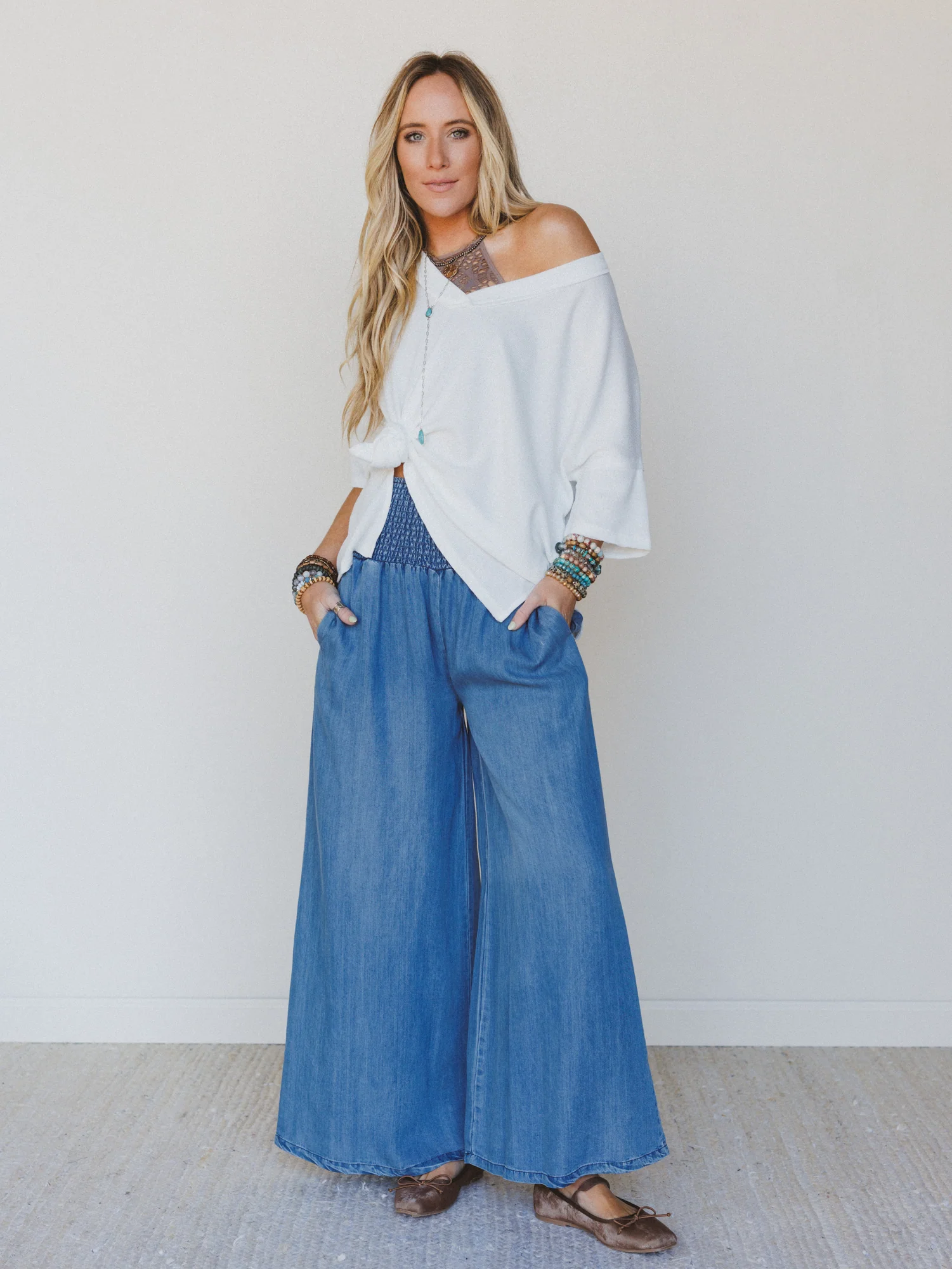 Free Falling Wide Leg Pants - Denim - Image 4
