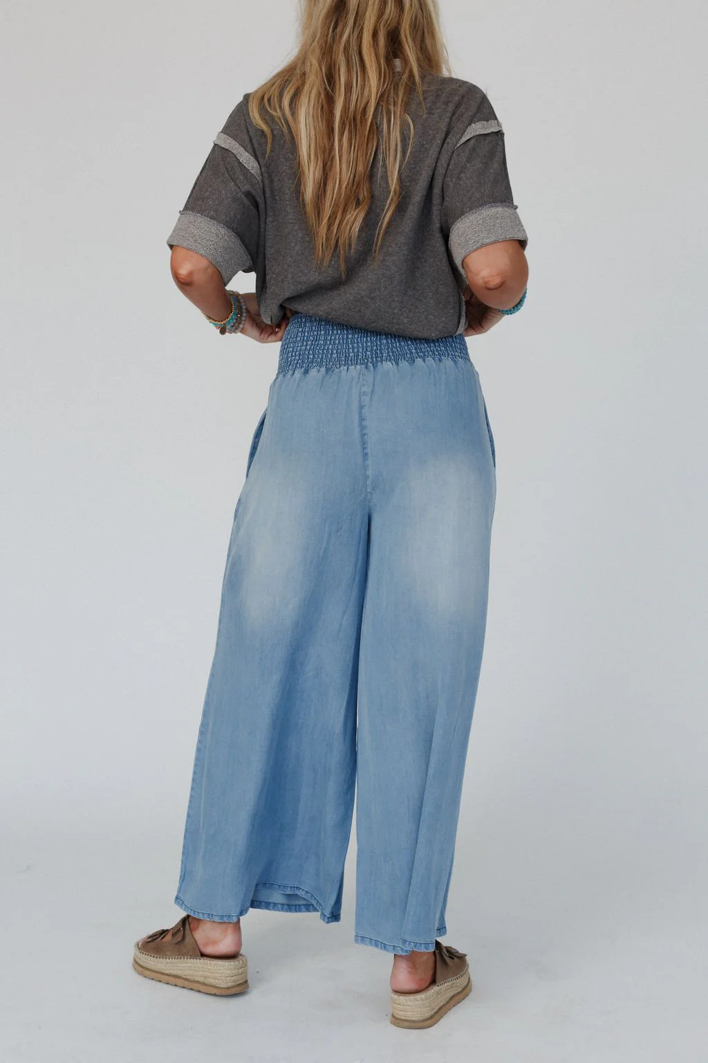 Free Falling Wide Leg Pants - Light Denim - Image 3