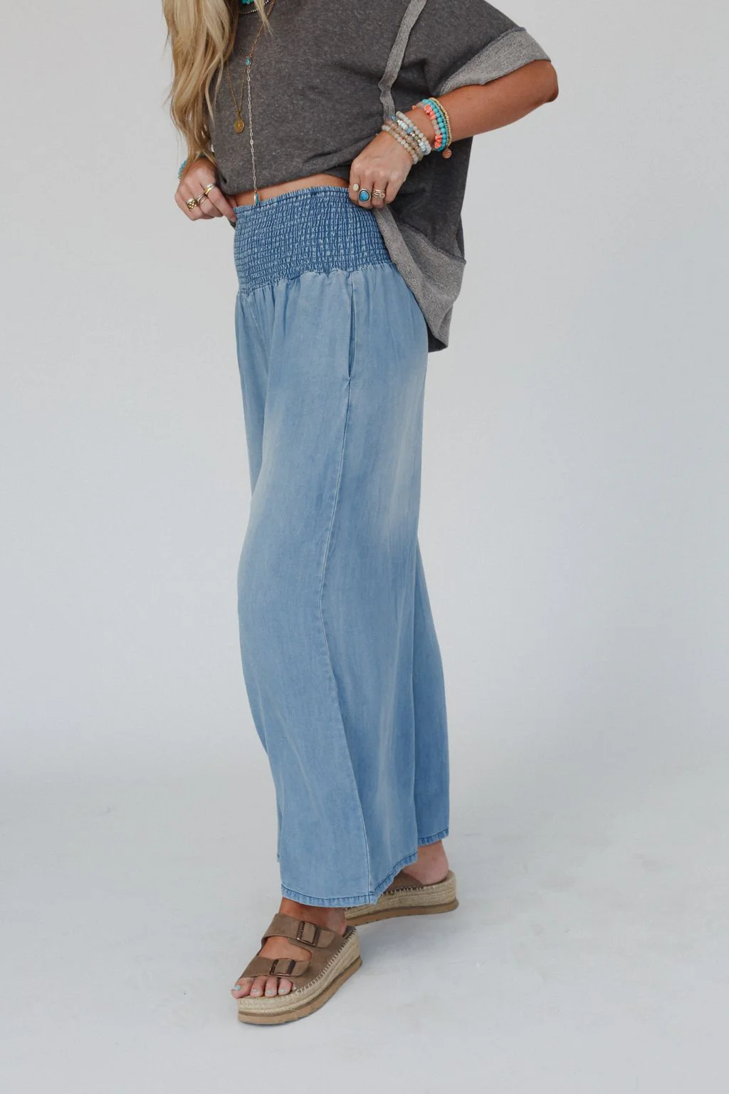 Free Falling Wide Leg Pants - Light Denim - Image 4