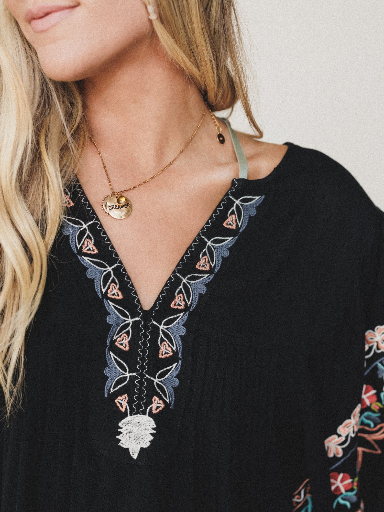 Frida Embroidered Dolman Sleeve Top - Black - Image 3