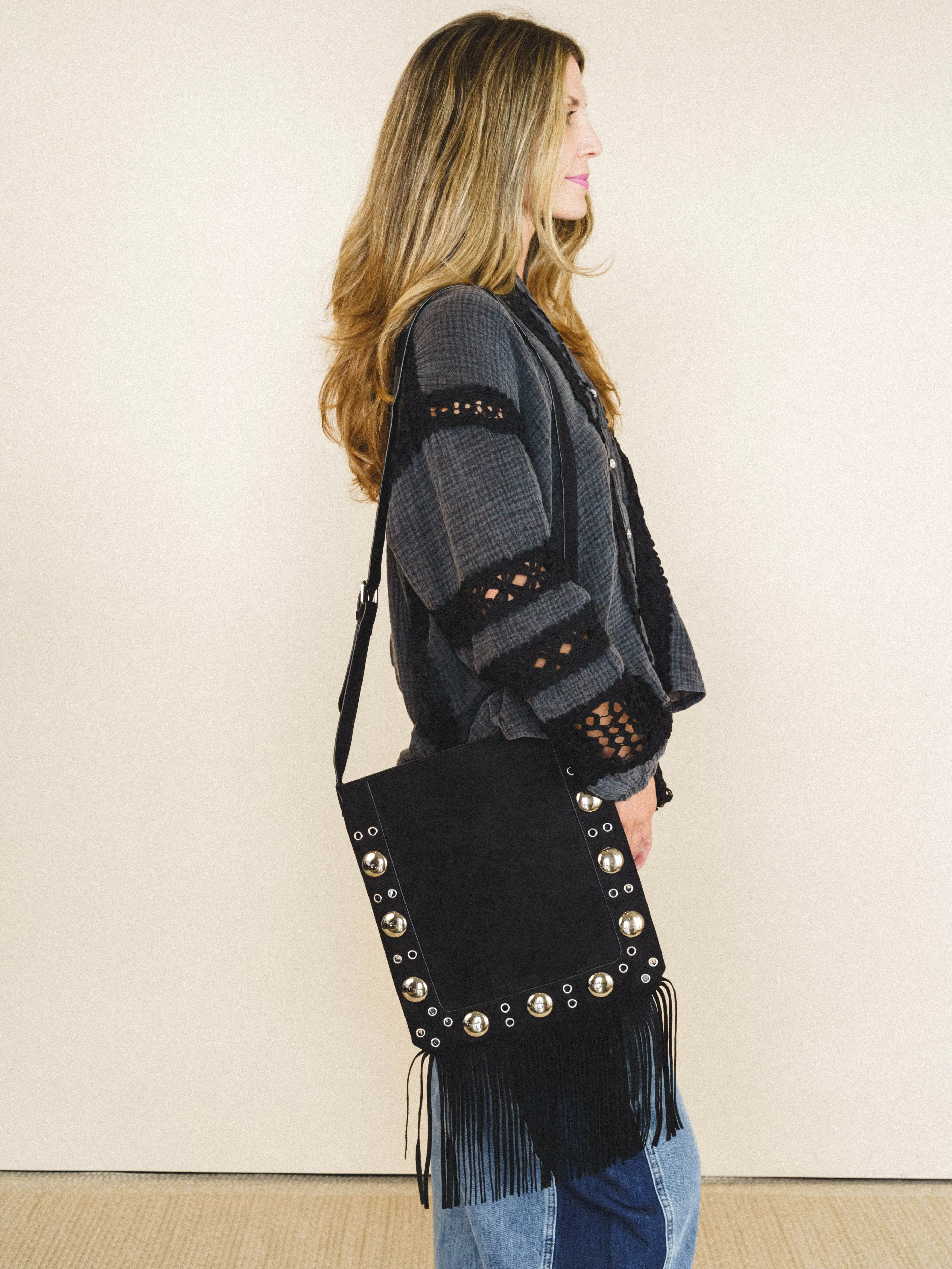 Fringe Feeling Crossbody Bag - Black