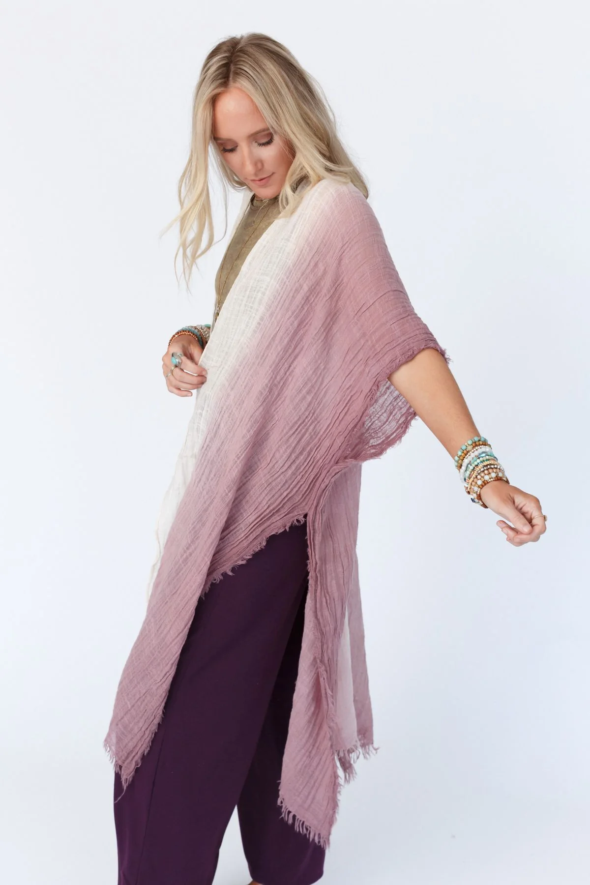 From Sea to Sea Ombre Kimono - Mauve - Image 2