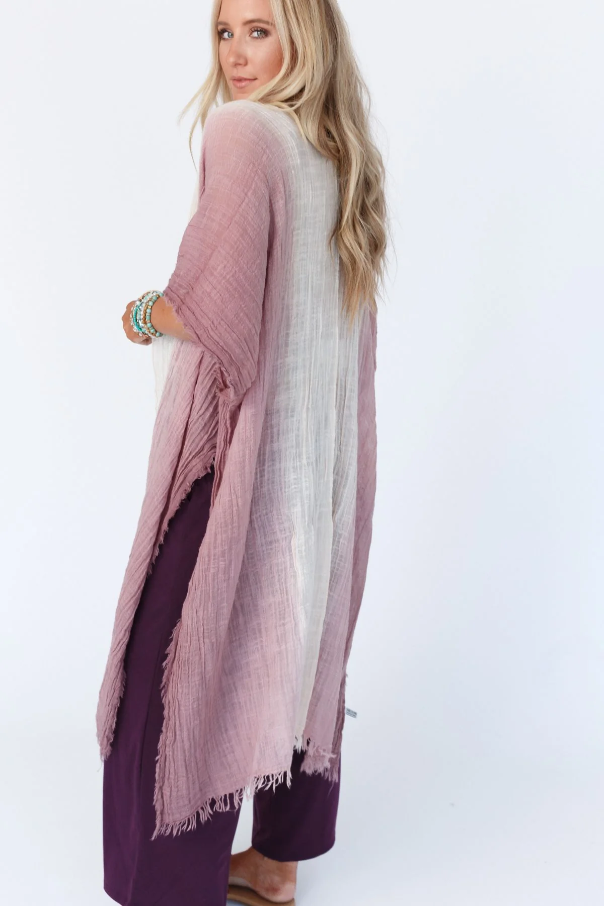 From Sea to Sea Ombre Kimono - Mauve - Image 3