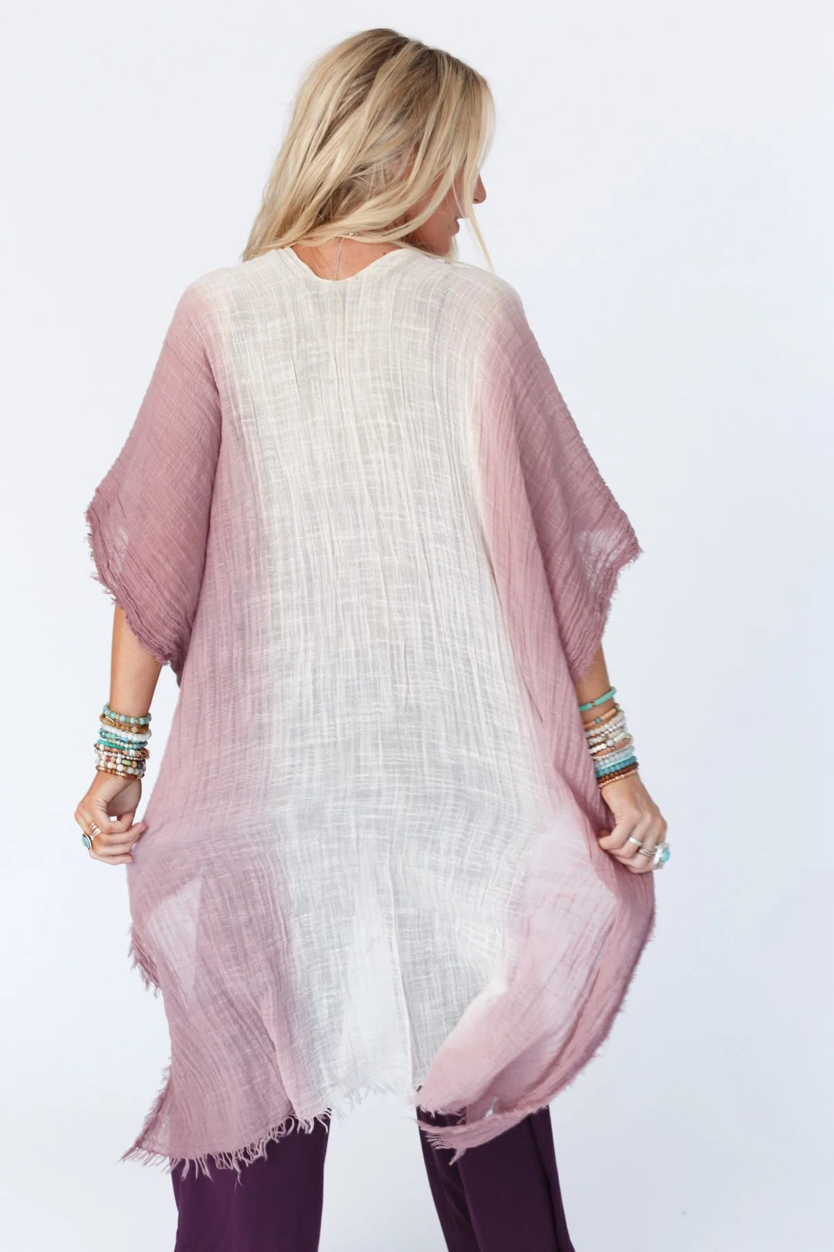 From Sea to Sea Ombre Kimono - Mauve - Image 4