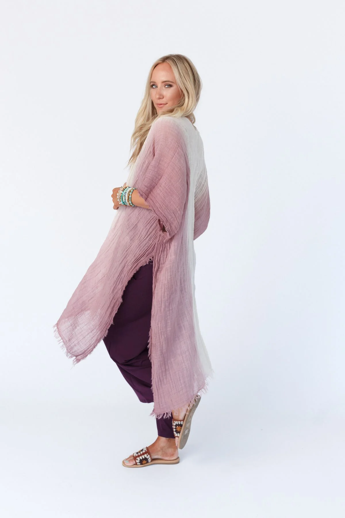 From Sea to Sea Ombre Kimono - Mauve - Image 5
