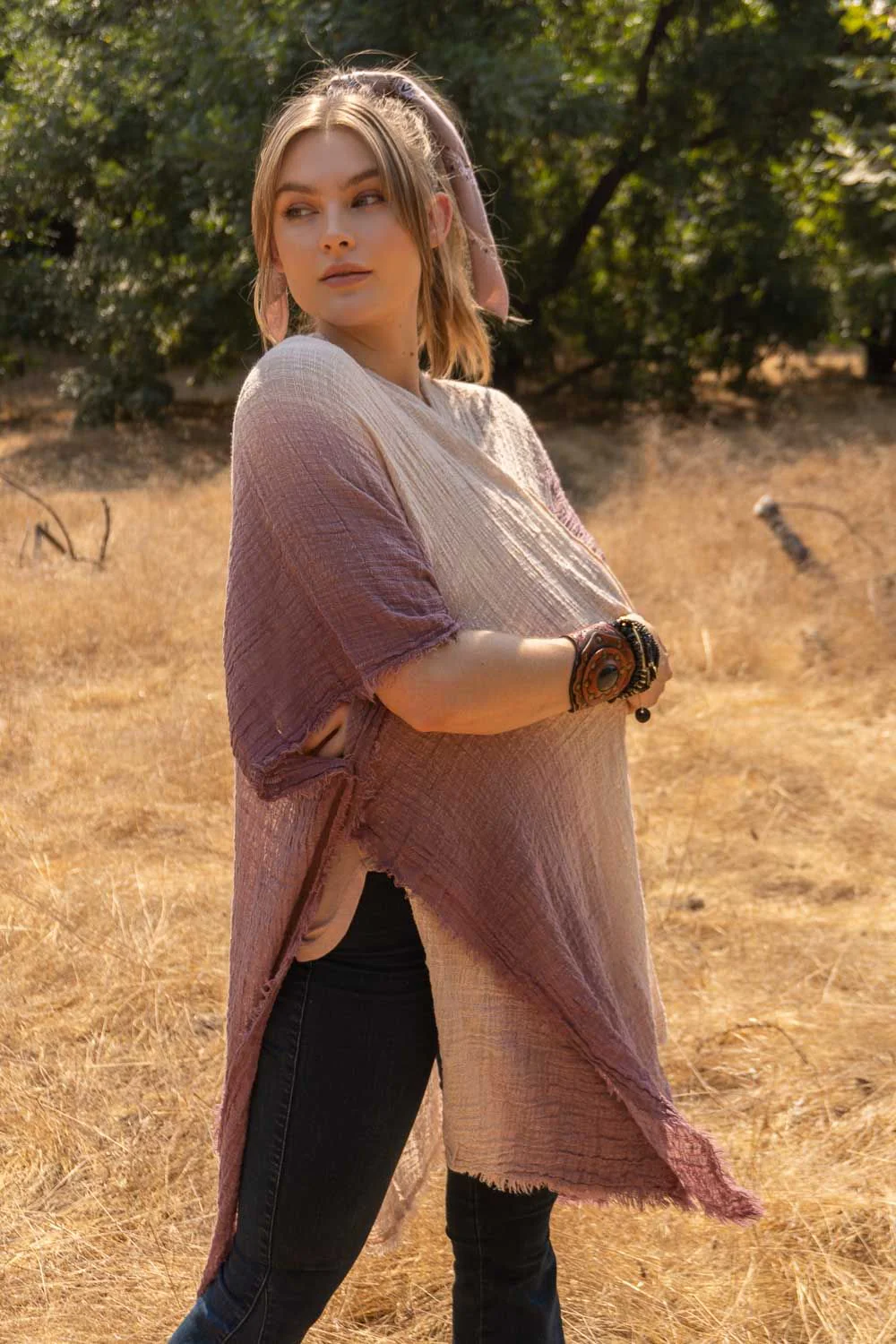 From Sea to Sea Ombre Kimono - Mauve - Image 7