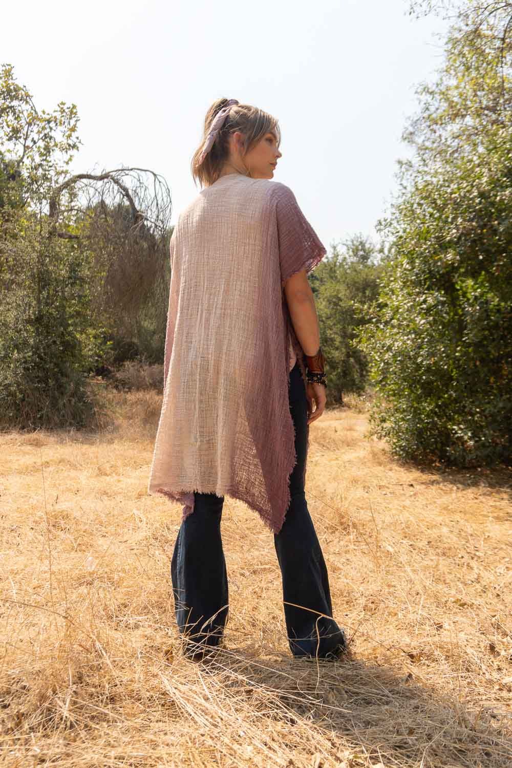 From Sea to Sea Ombre Kimono - Mauve - Image 9