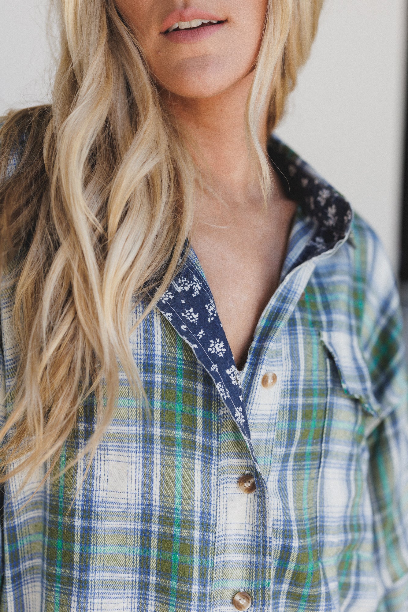 Frontier Fade Peace Patch Flannel Tunic - Sage - Image 3