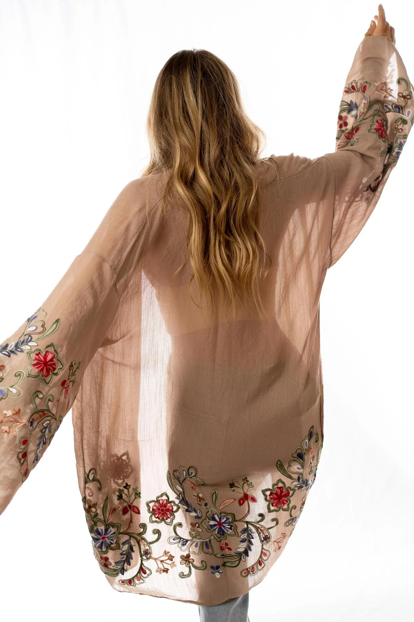 Fun in Florals Kimono - Mocha - Image 3