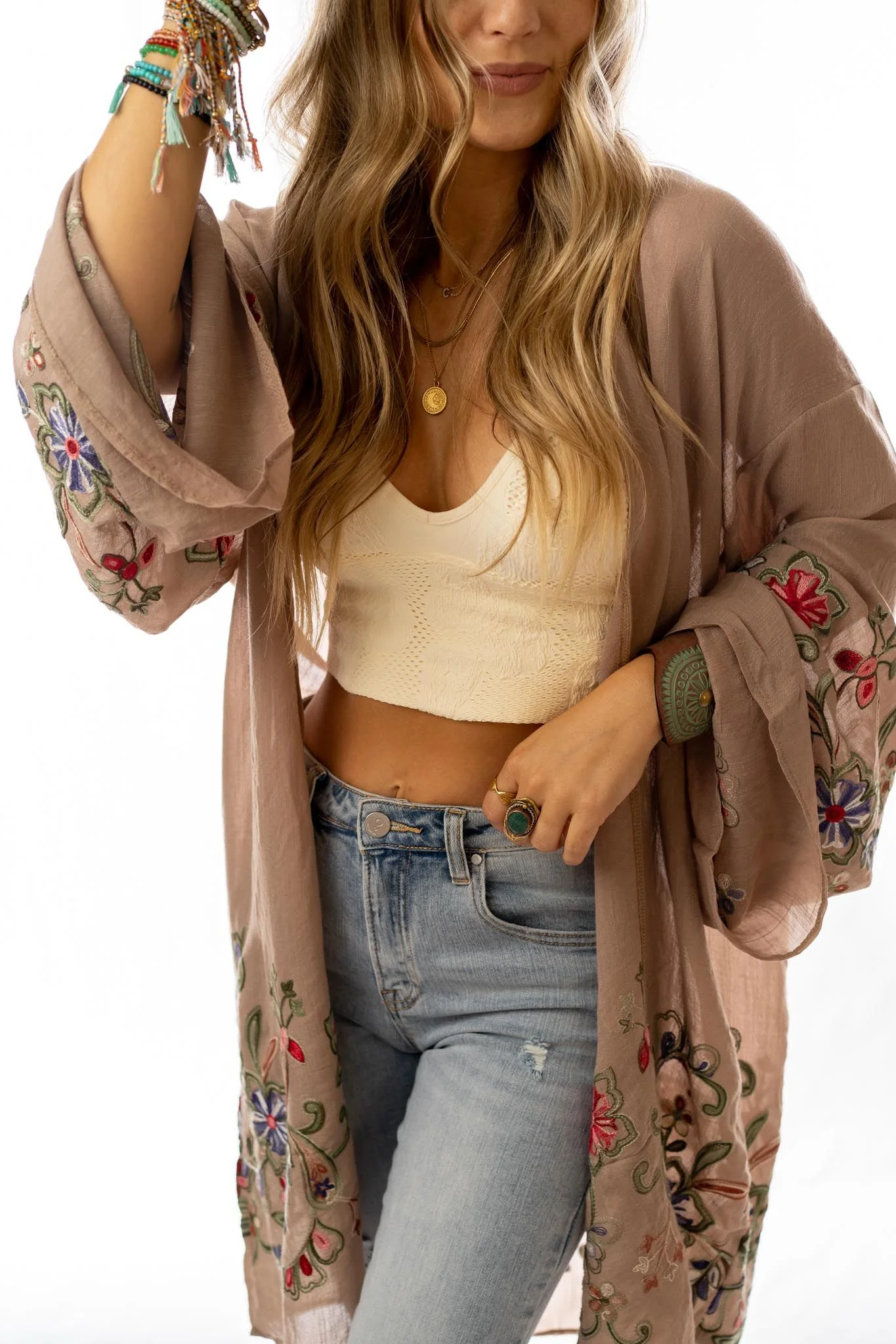 Fun in Florals Kimono - Mocha - Image 4