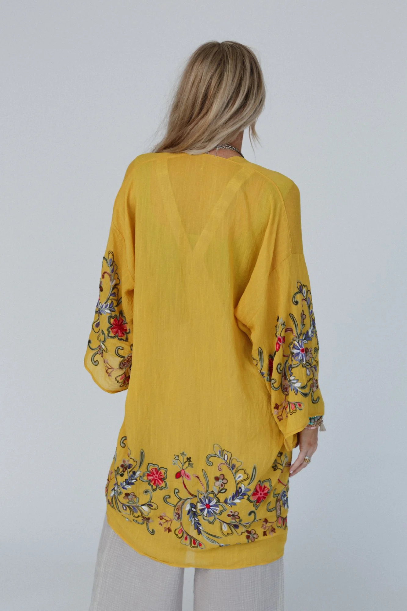 Fun In Florals Kimono - Mustard - Image 3