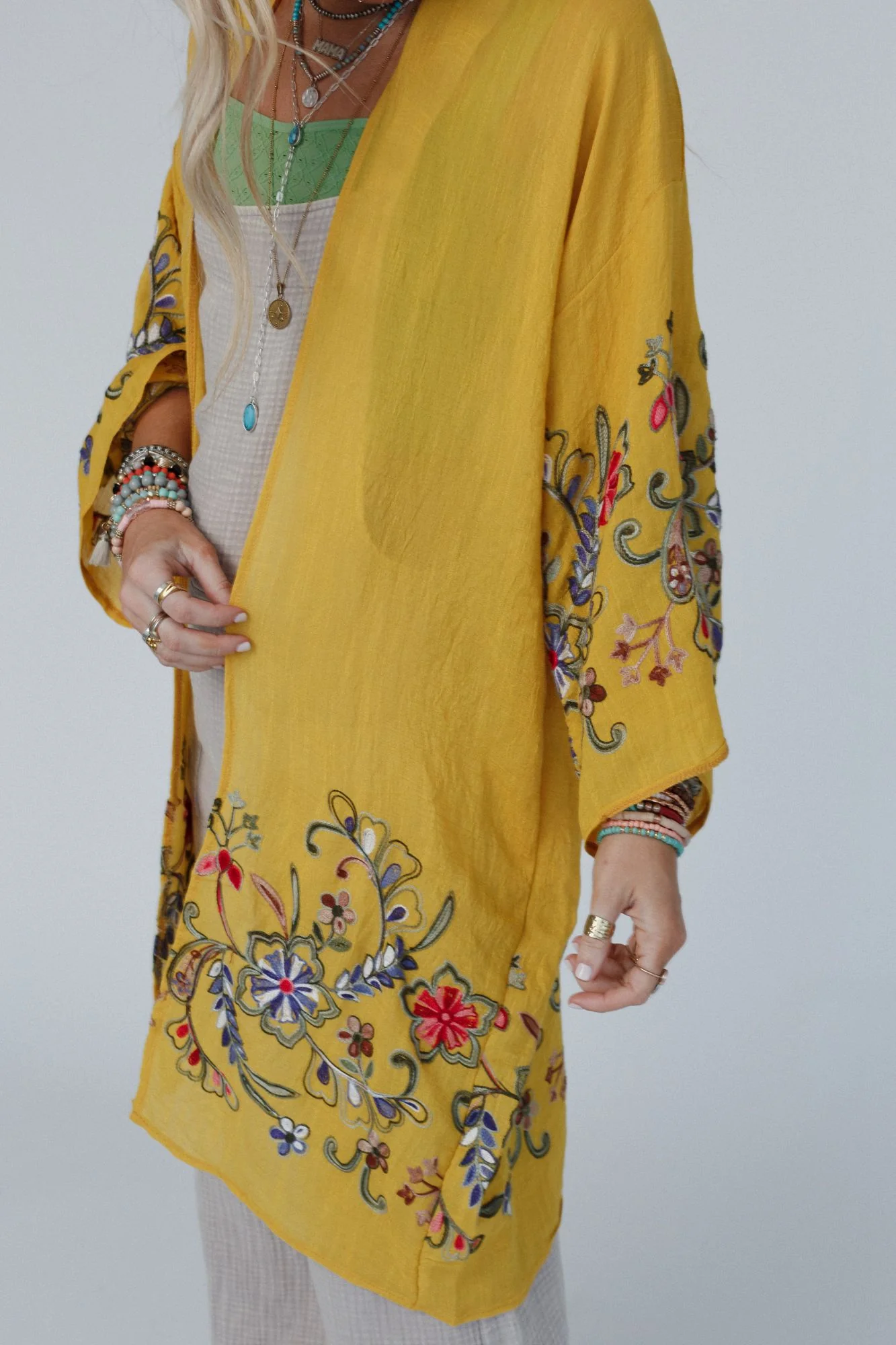 Fun In Florals Kimono - Mustard - Image 4