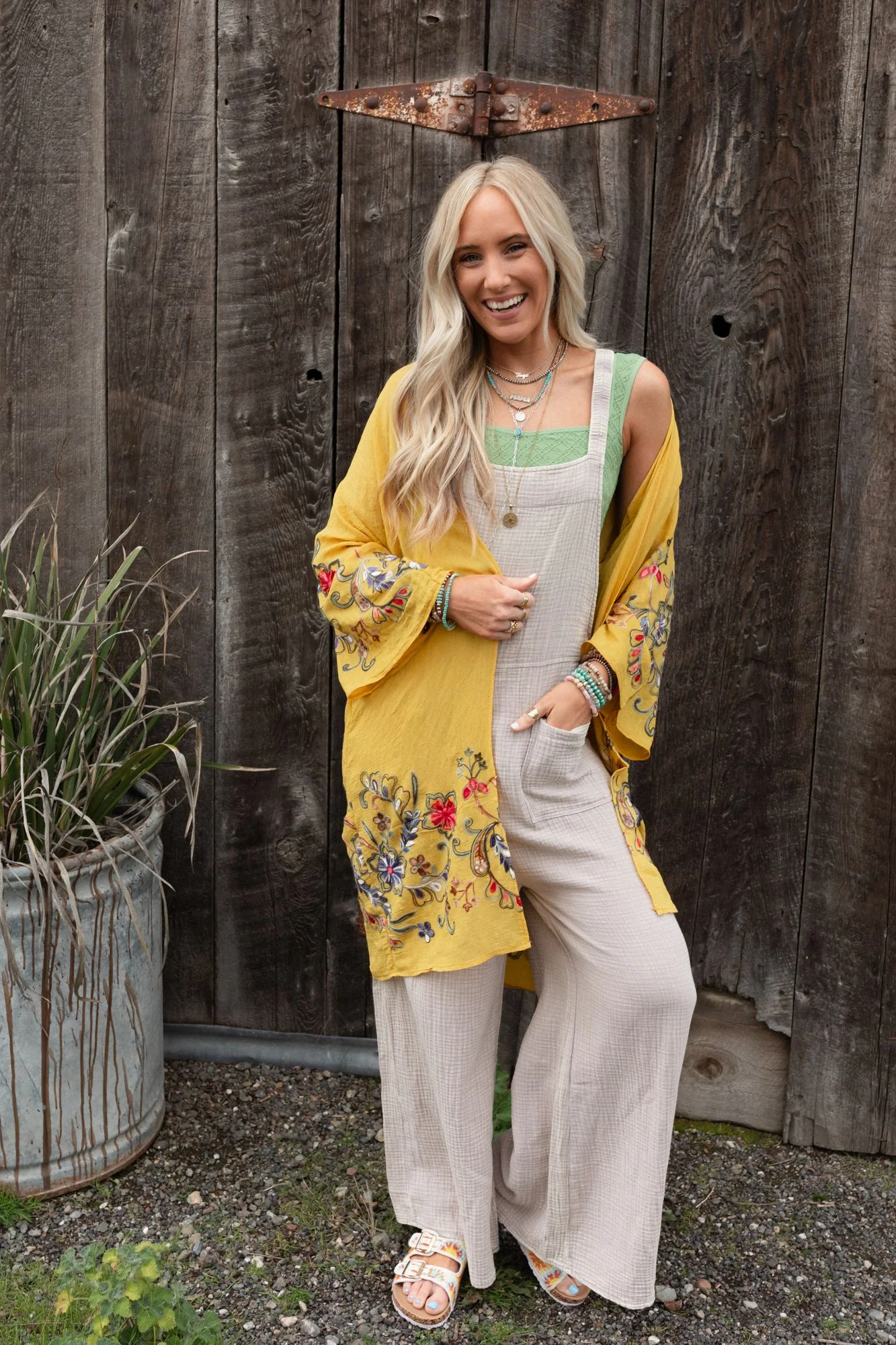 Fun In Florals Kimono - Mustard - Image 5