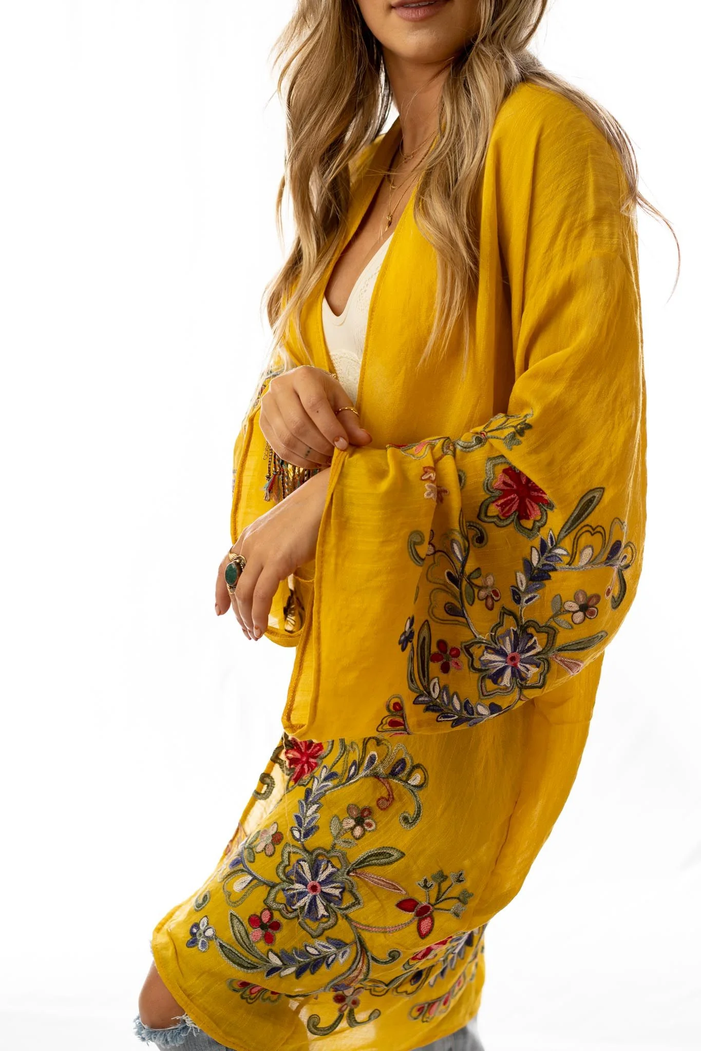 Fun In Florals Kimono - Mustard - Image 9