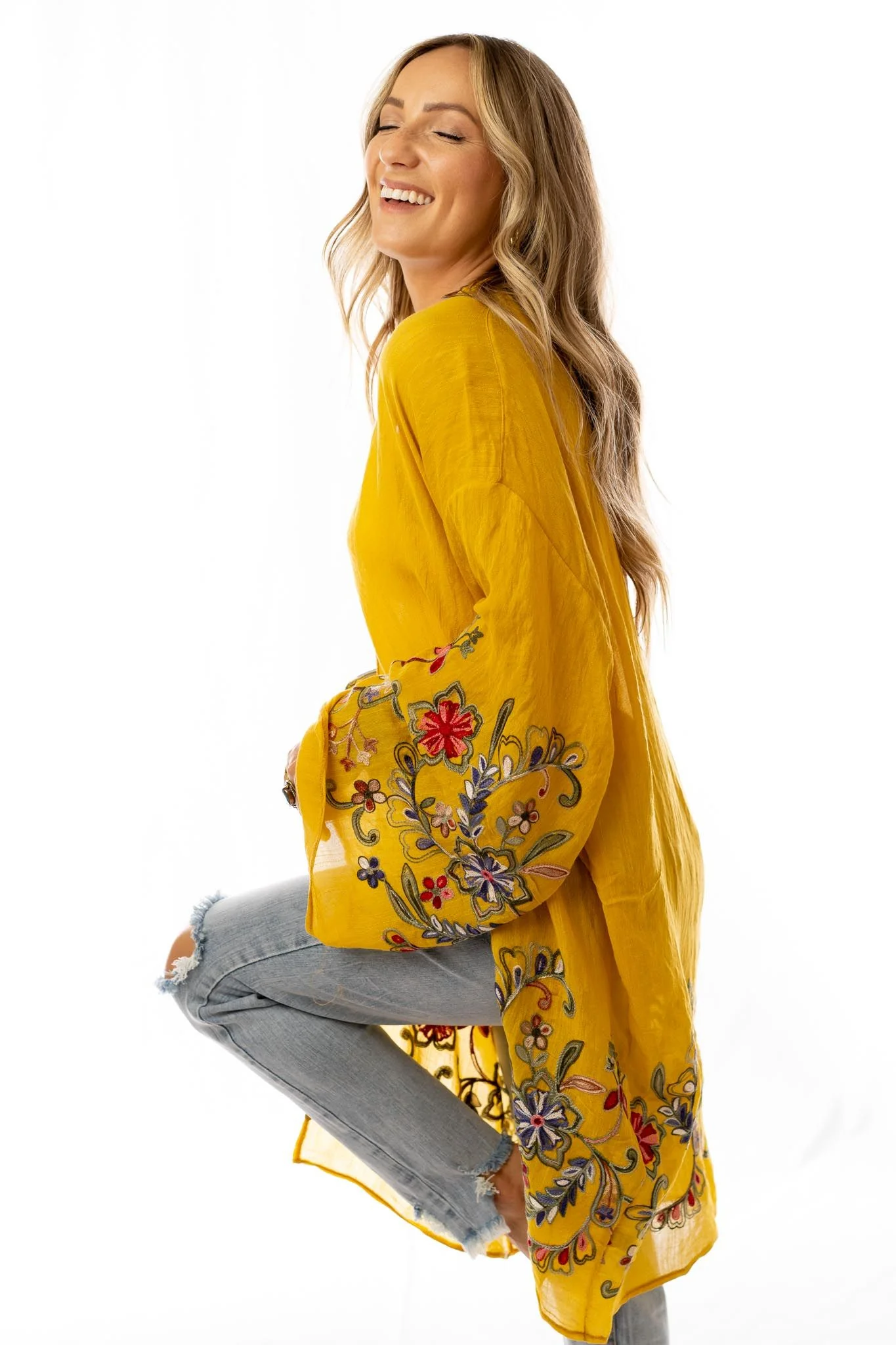 Fun In Florals Kimono - Mustard - Image 7